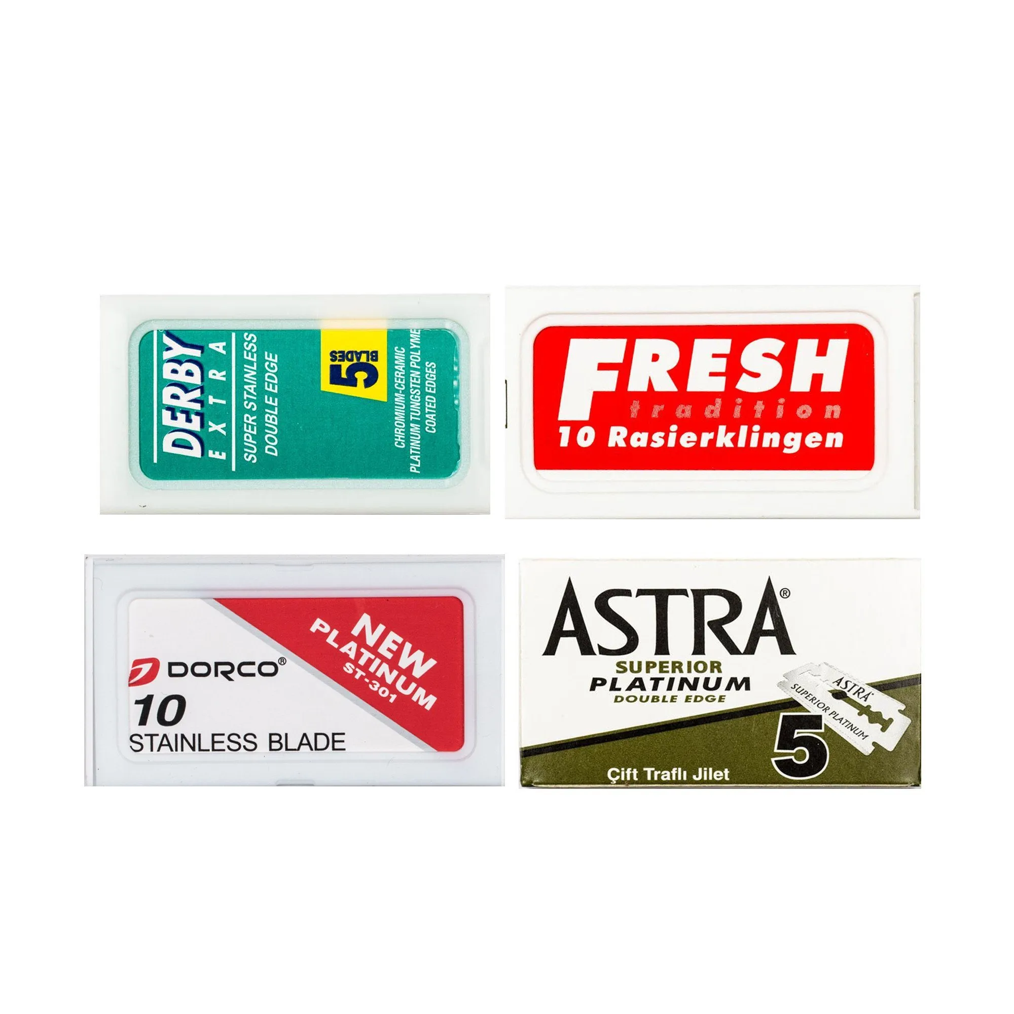 40pc Razor Blade Sampler: Fresh, Dorco, Derby and Astra