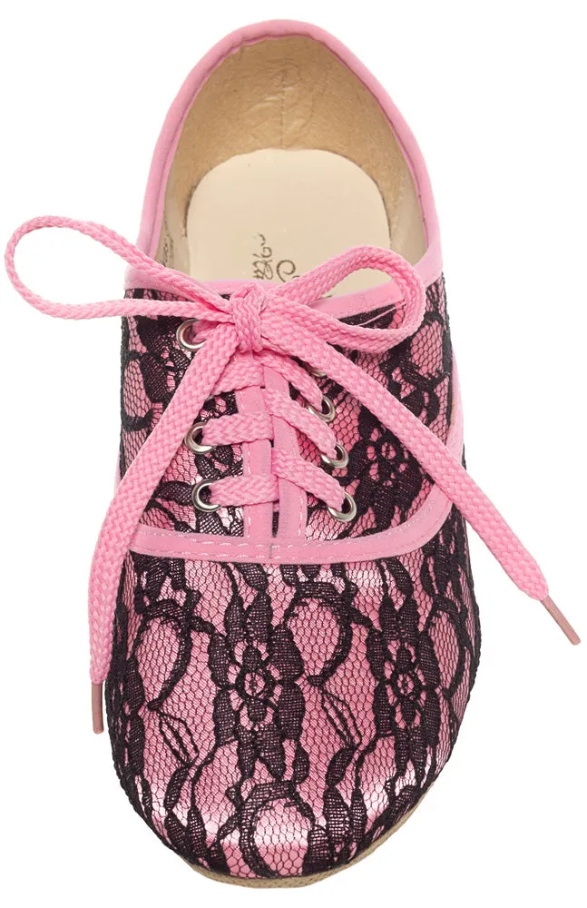 ACE OF LACE OXFORD SHOES PINK