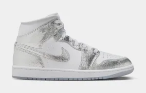 Air Jordan 1 Mid SE Womens Lifestyle Shoes (White/Metallic Silver/Wolf Grey)