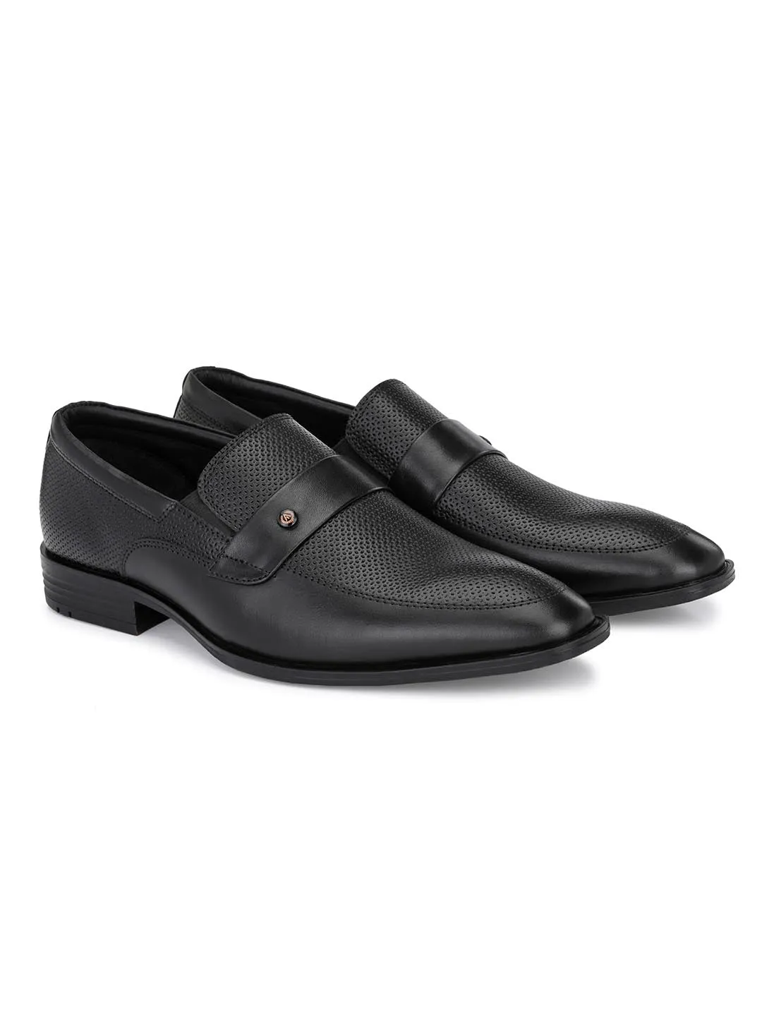 Alberto Torresi Genuine Leather Black Slipon Formal Shoes For Men