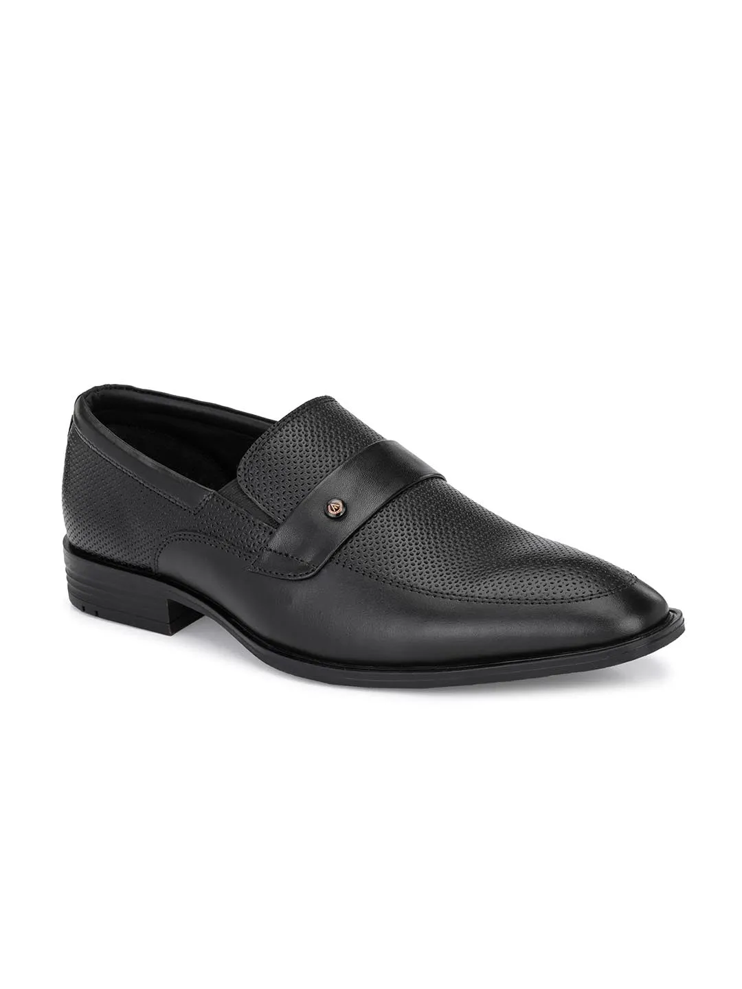 Alberto Torresi Genuine Leather Black Slipon Formal Shoes For Men