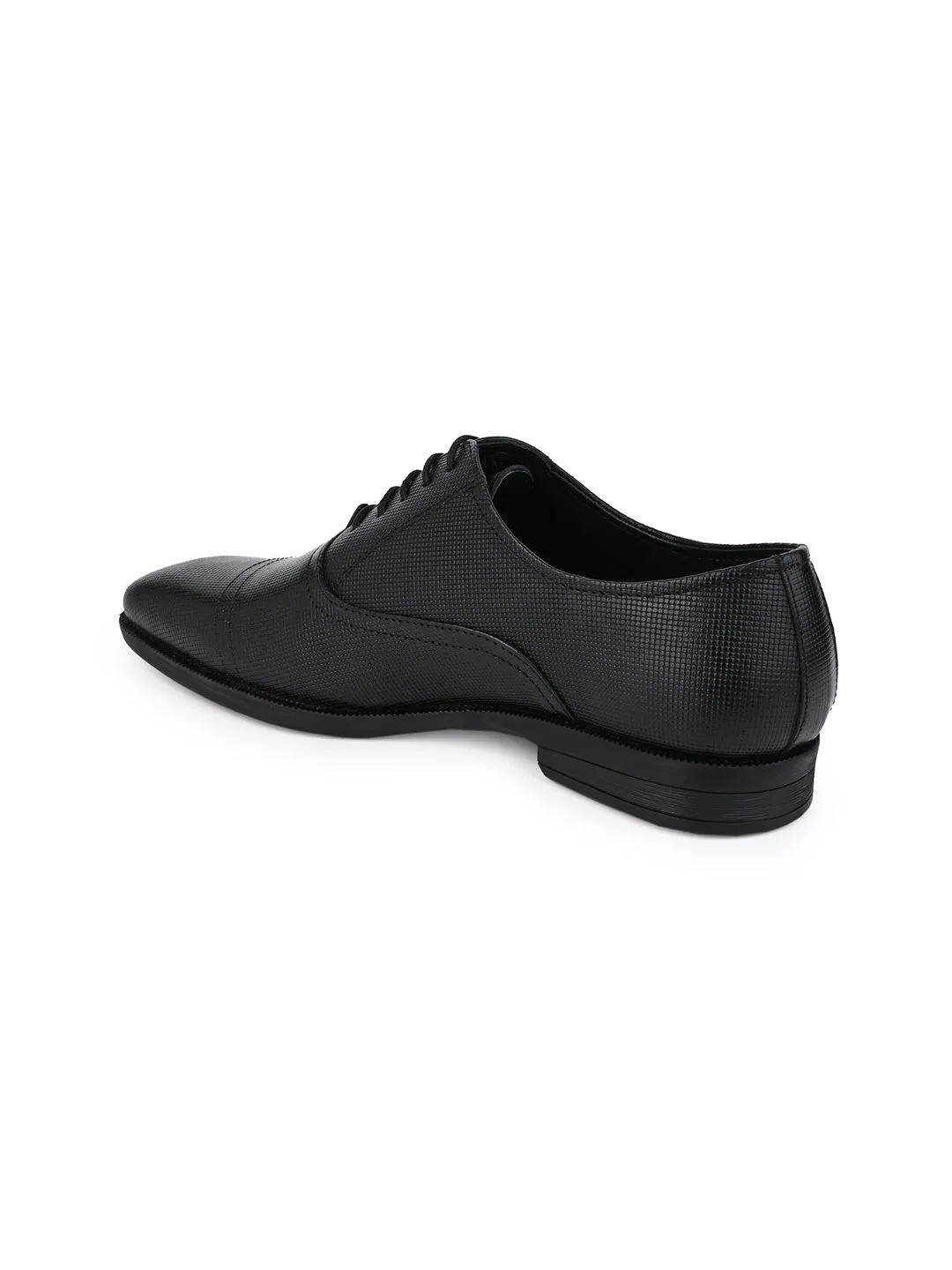 ALBERTO TORRESI GENUINE LEATHER TEXTURED BLACK FORMAL LACEUP SHOES