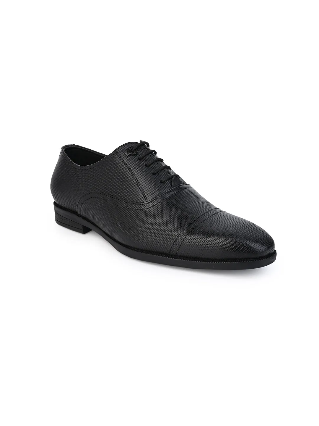 ALBERTO TORRESI GENUINE LEATHER TEXTURED BLACK FORMAL LACEUP SHOES