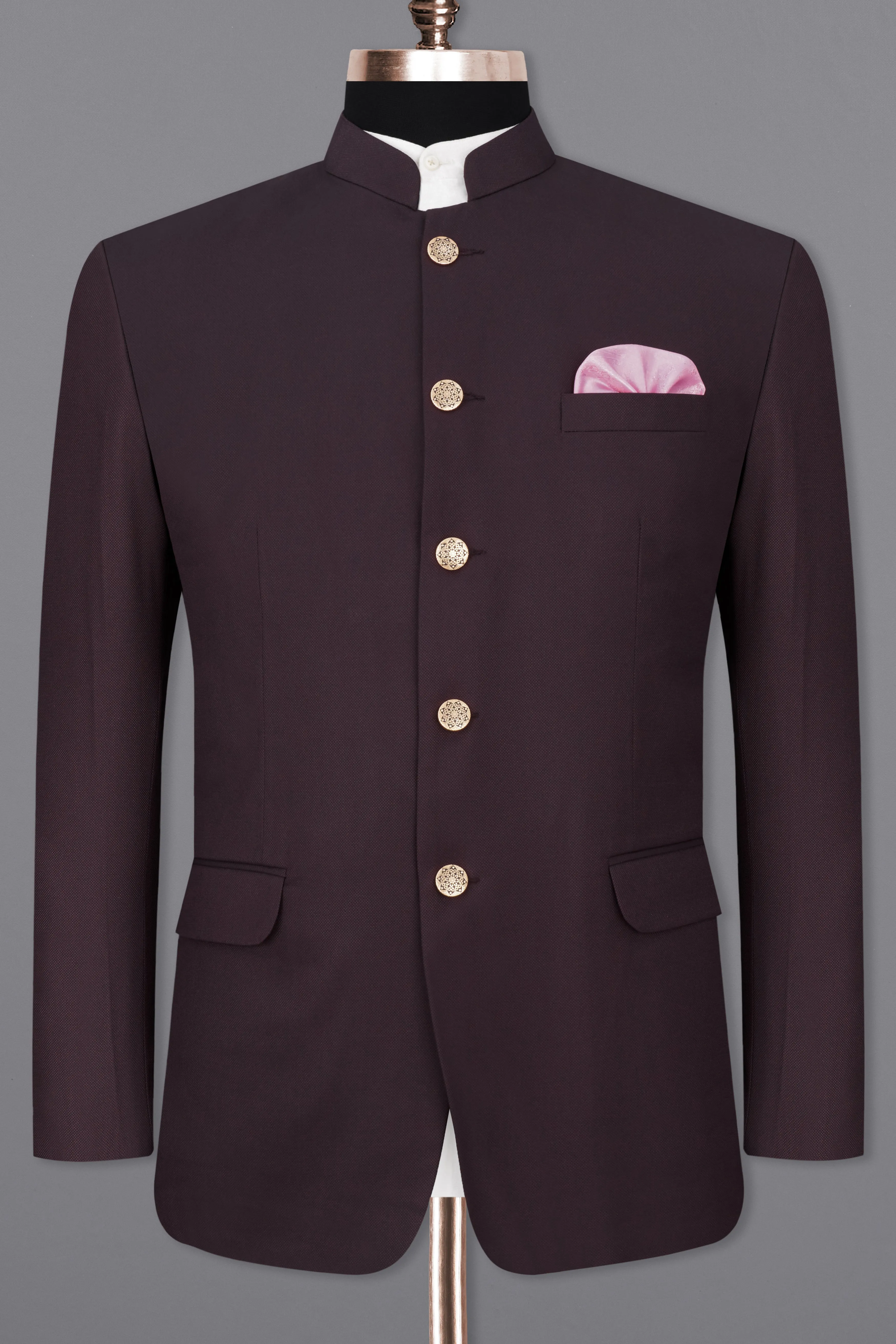 Aubergine Maroon Bandhgala Blazer