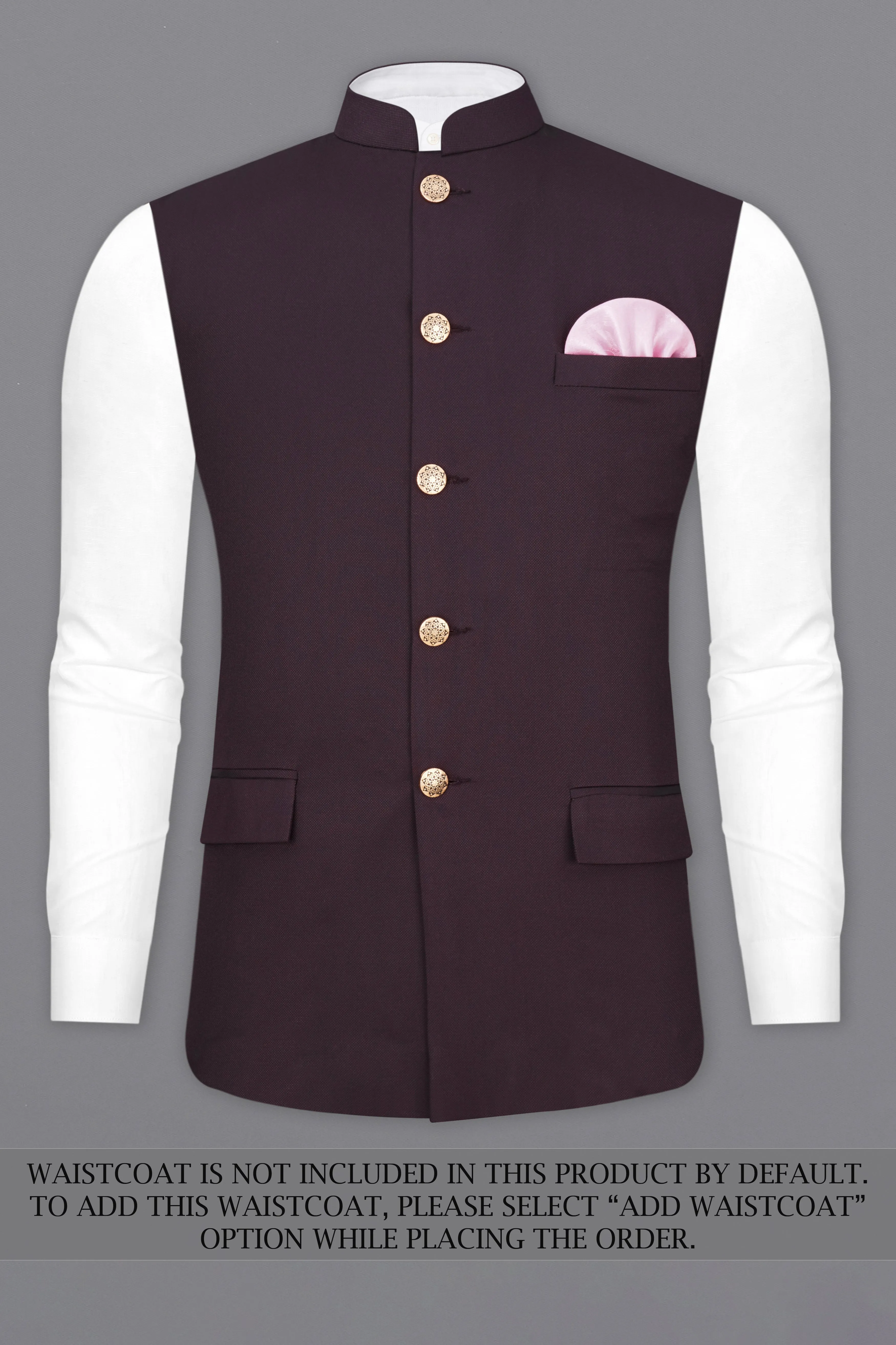 Aubergine Maroon Bandhgala Suit