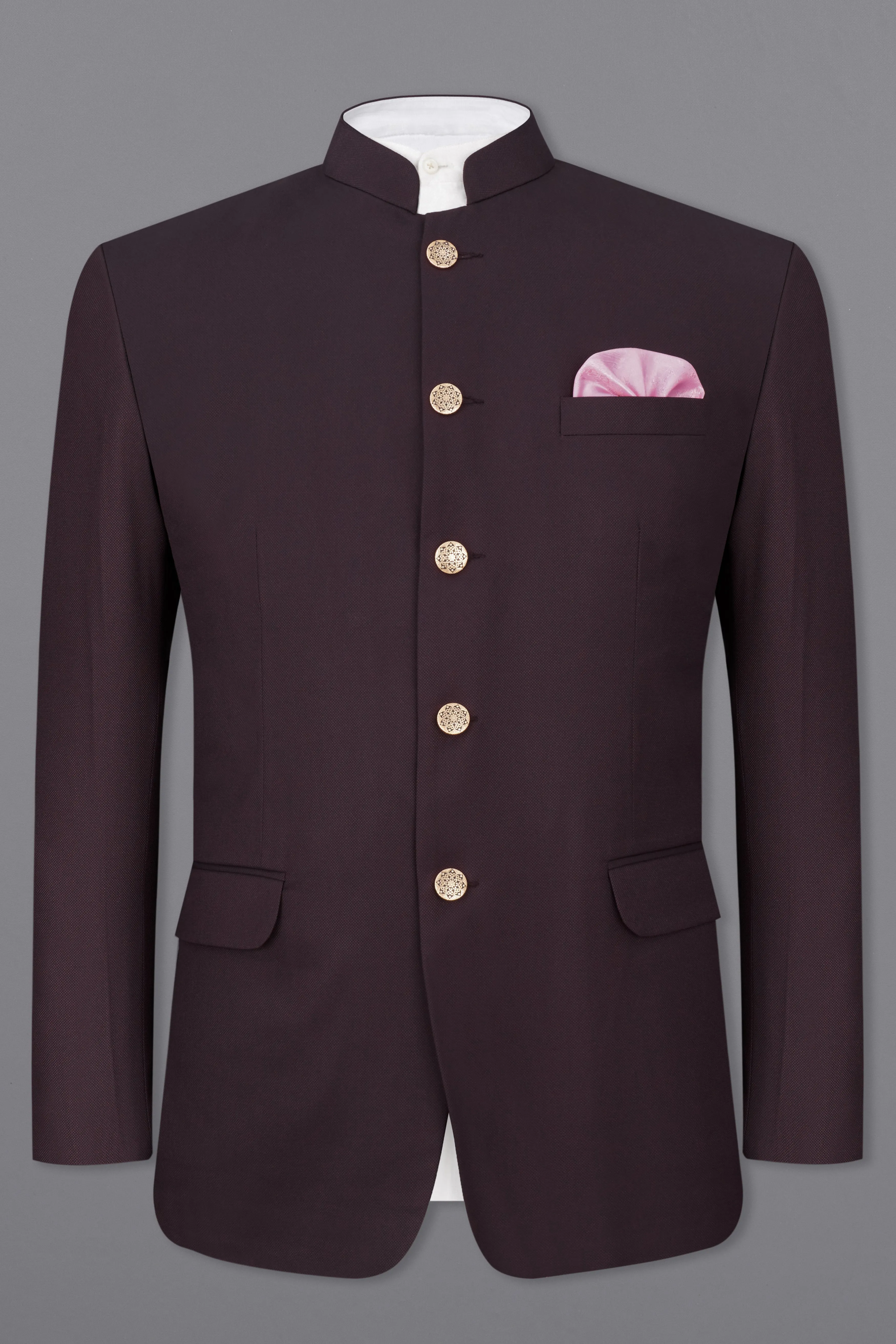 Aubergine Maroon Bandhgala Suit