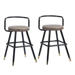 BALLON PU upholstery Counter Barstool(set of 2)-HomyCasa