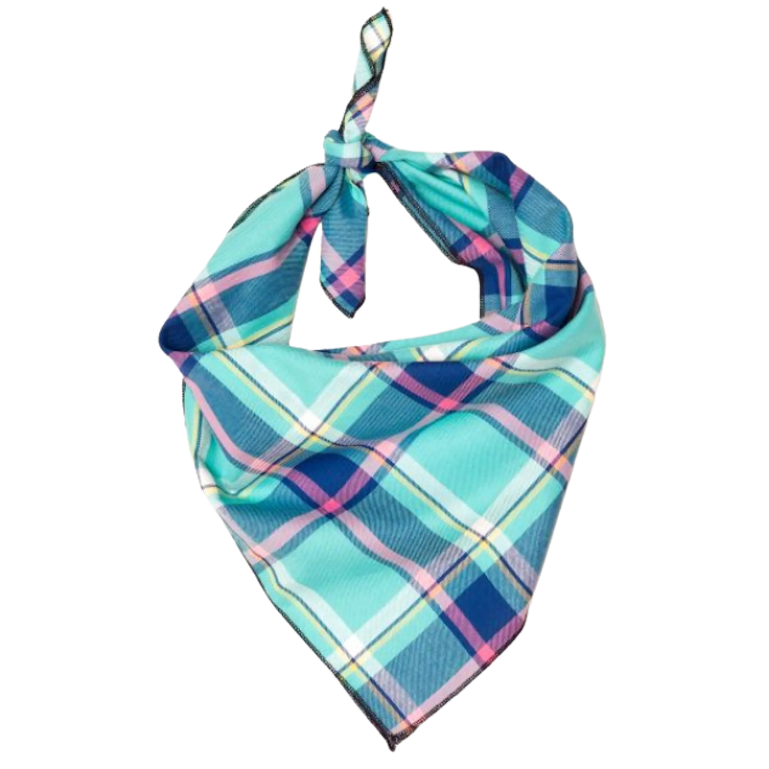 Bandana | Aqua & Navy Plaid