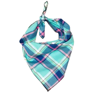 Bandana | Aqua & Navy Plaid