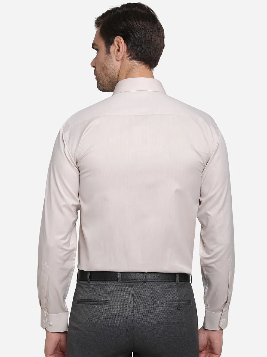 Beige Dobby Regular Fit Formal Shirt | Greenfibre