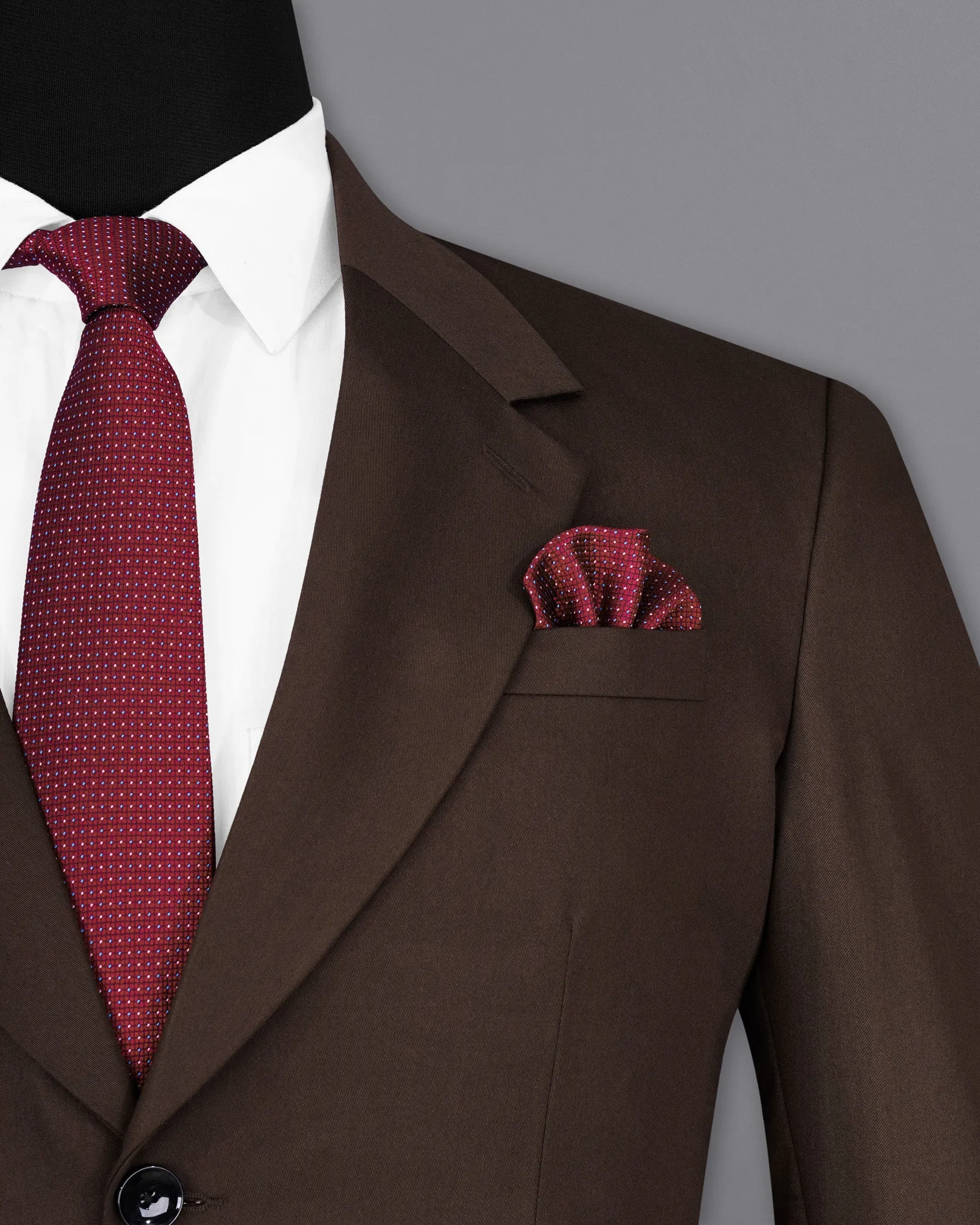 Bistre Solid Brown Single Breasted Blazer