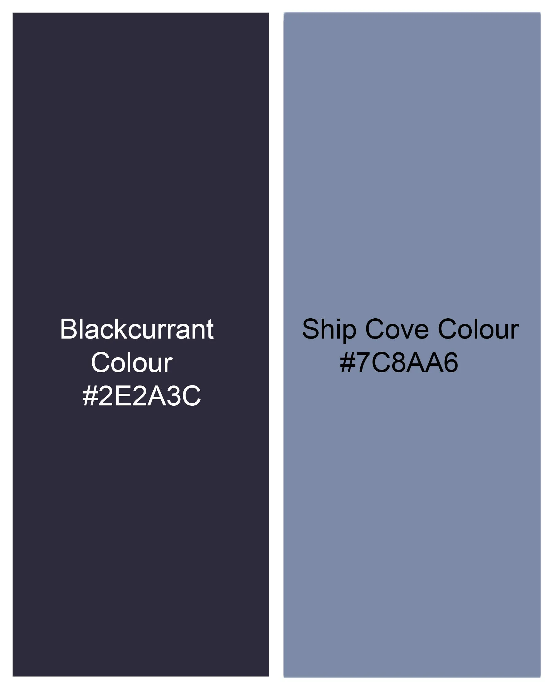 Blackcurrant Navy Blue with Ship Cove Blue Floral Chambray Textured Premium Cotton Shirt