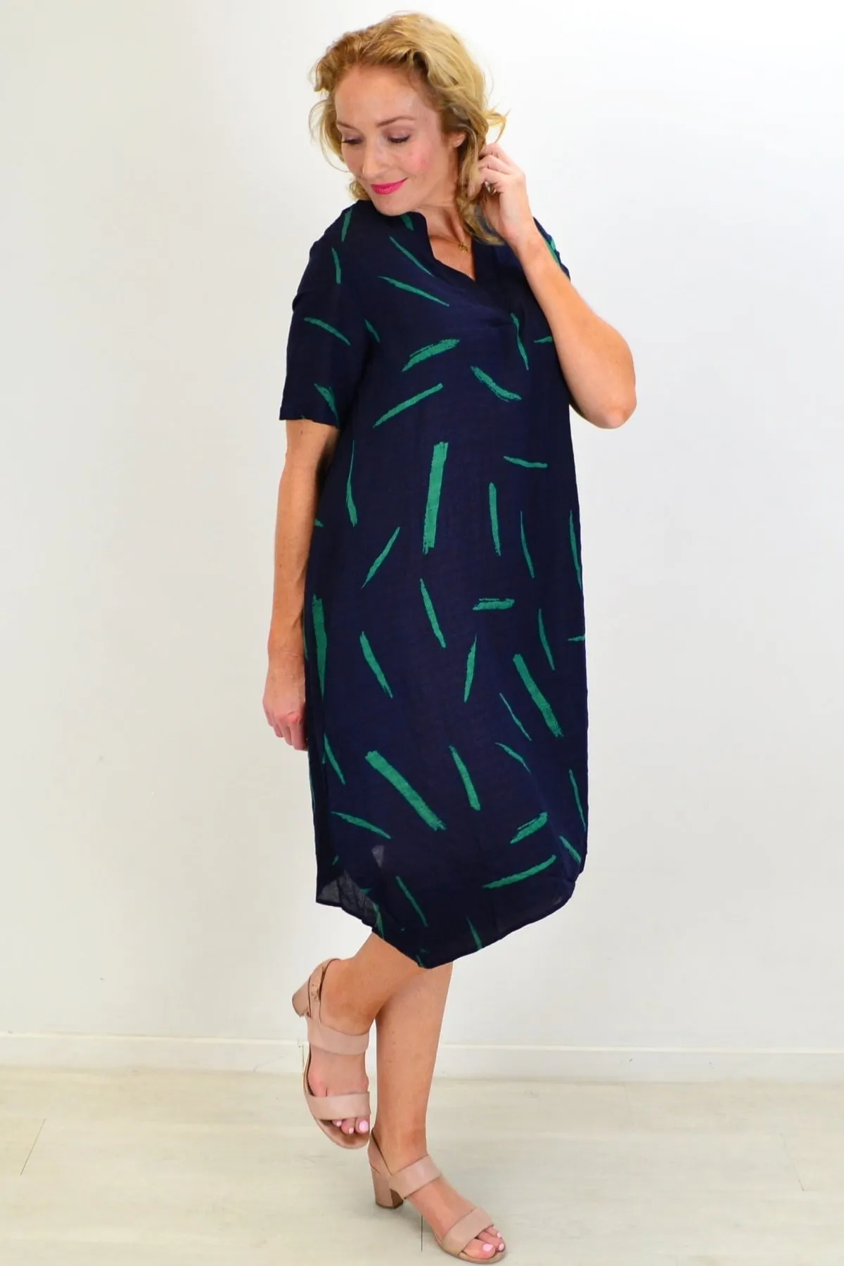 Blue Green Splash Tunic Dress