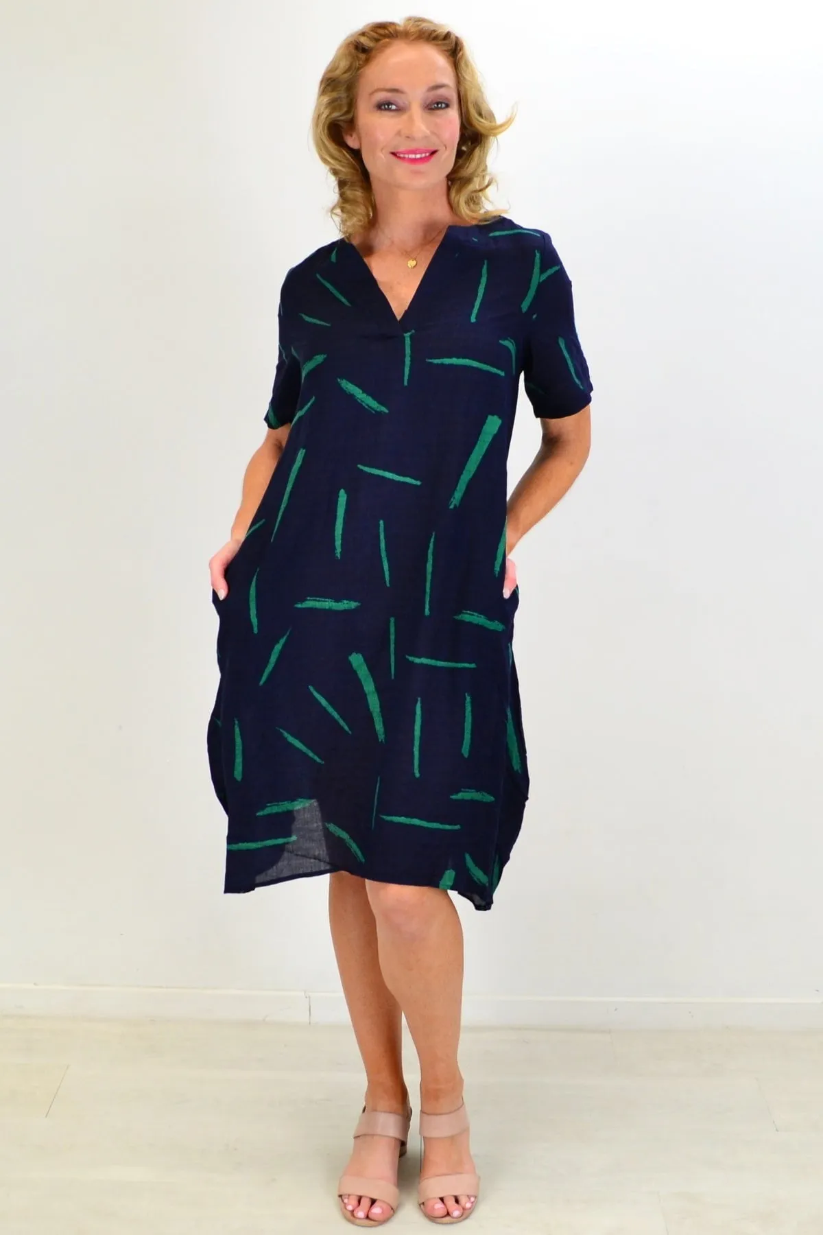 Blue Green Splash Tunic Dress