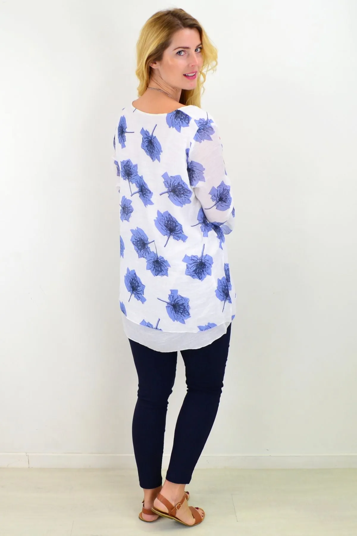 Blue Maple Leaf Layered Tunic Top