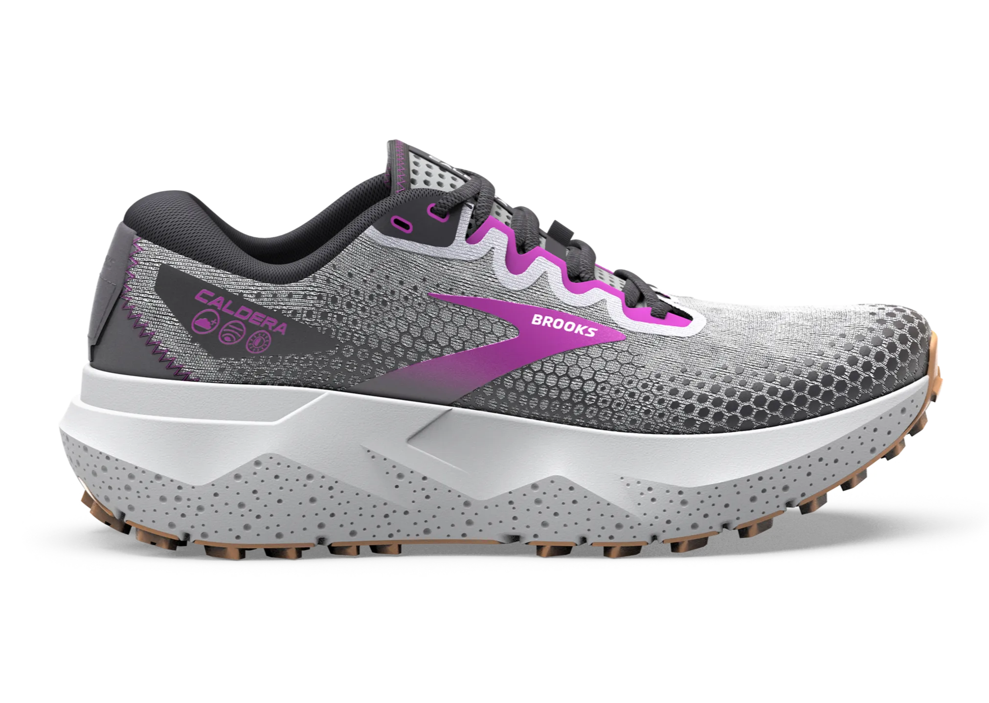 Brooks Caldera 6 (B Width) - Oyster/Blackened Pearl/Purple (Womens)