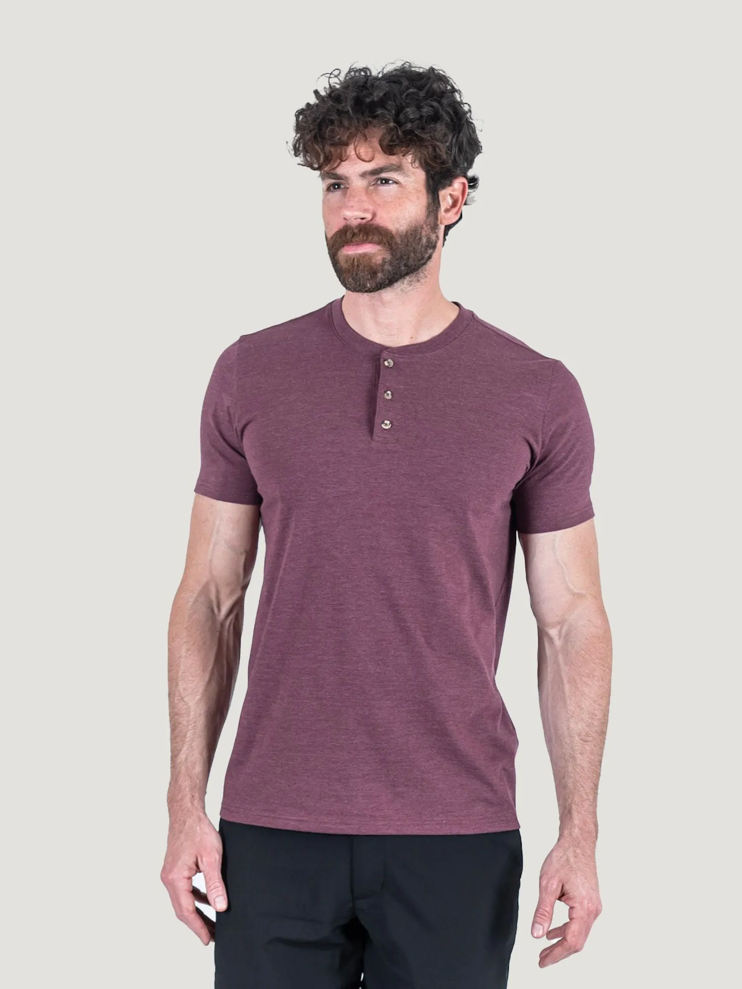 Burgundy Short Sleeve Henley