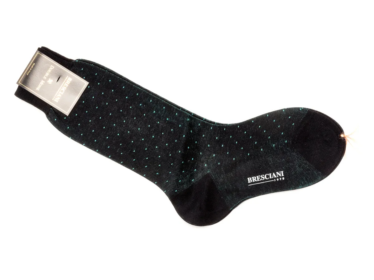 Calf Length Cotton Socks Navy with Light Blue Spots