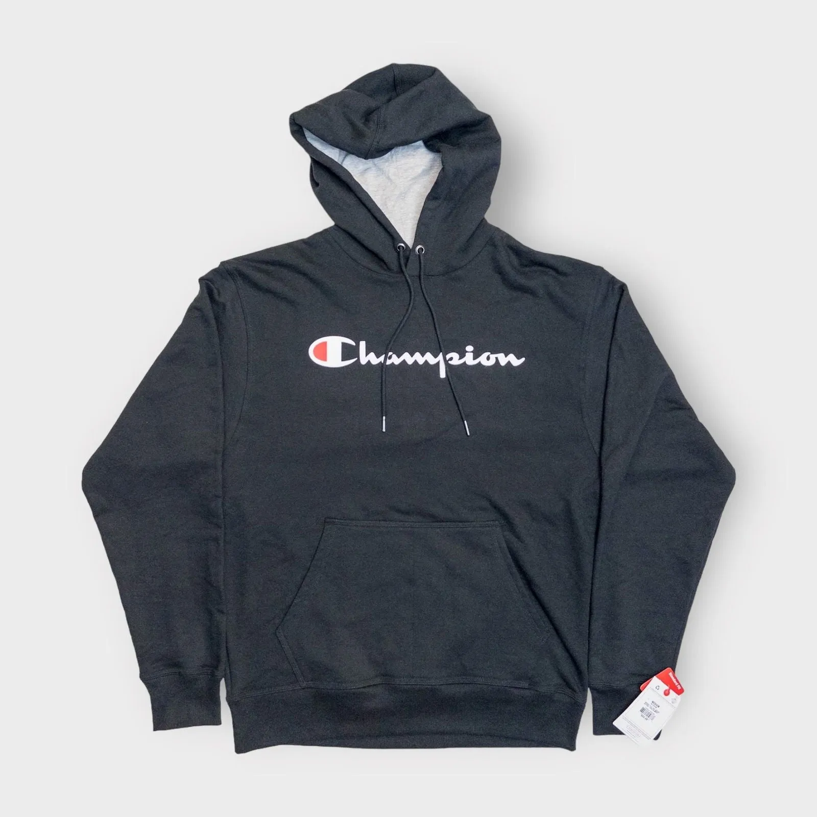 Champion Mens Fleece Pullover Hoodie Sweatshirt | M | Black | NWT