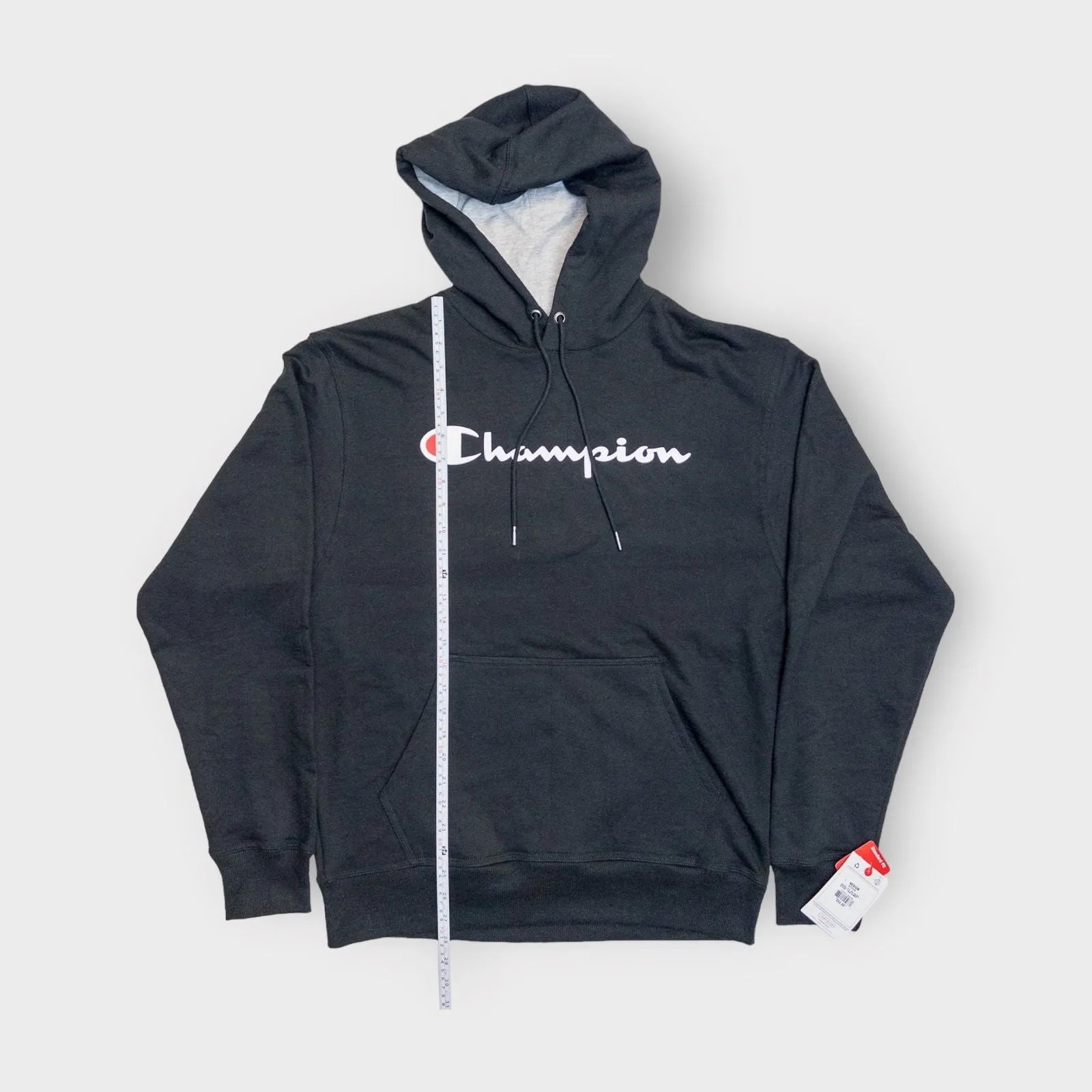 Champion Mens Fleece Pullover Hoodie Sweatshirt | M | Black | NWT