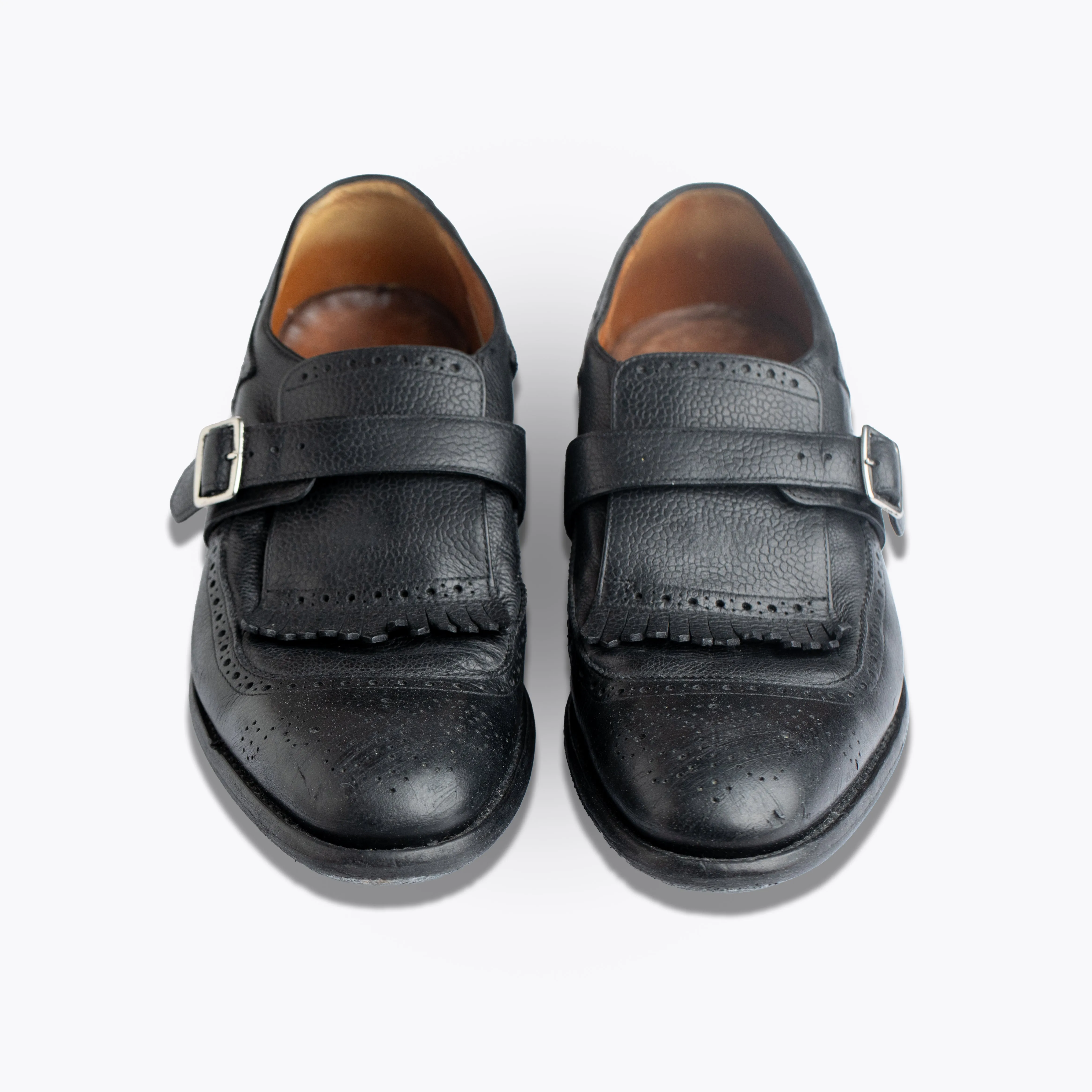 CHURCH AND CO BLACK LEATHER MONK STRAPS SHOES