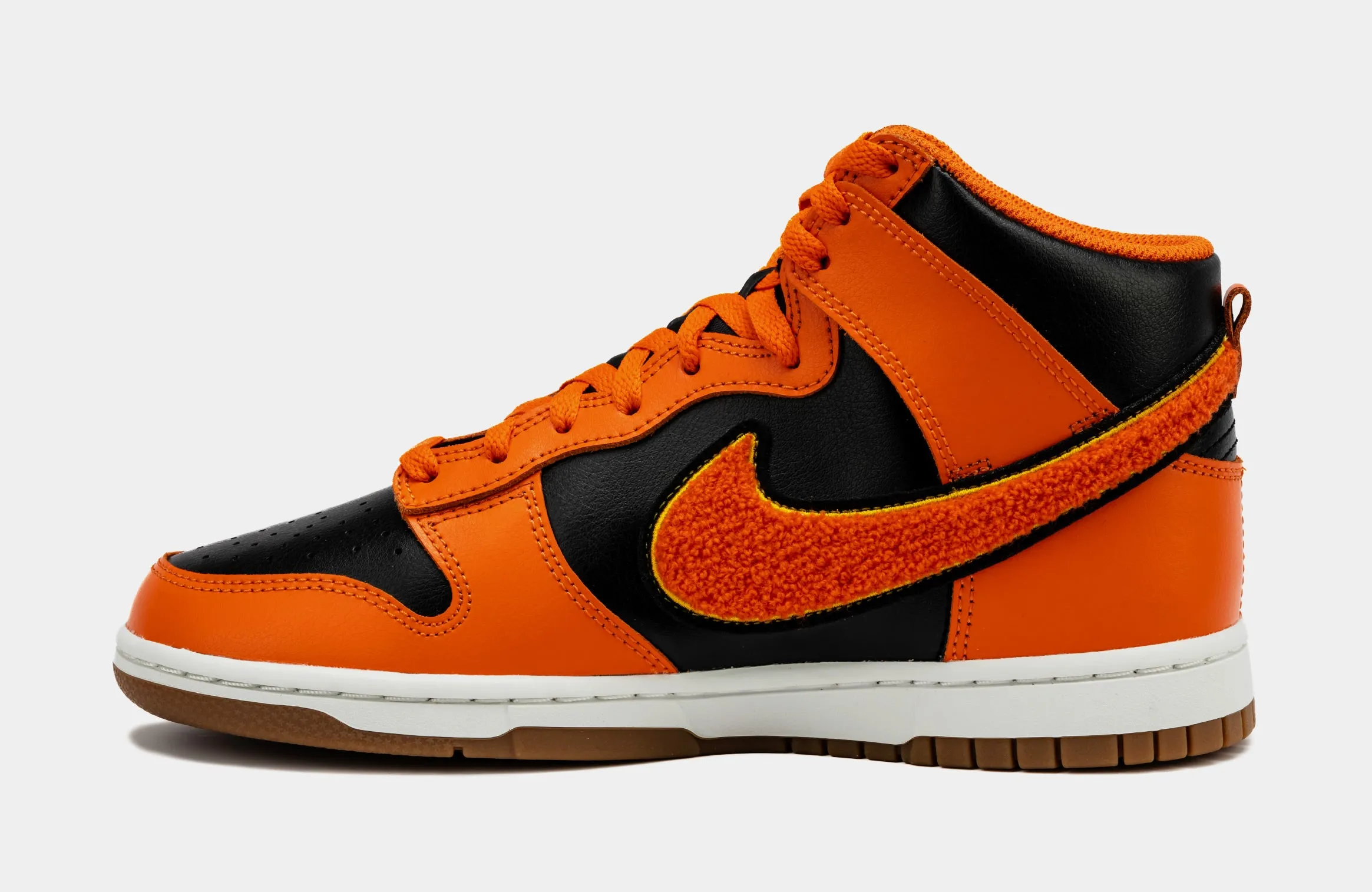 Dunk High Chenille Swoosh Safety Orange Mens Basketball Shoes (Safety Orange/Black)