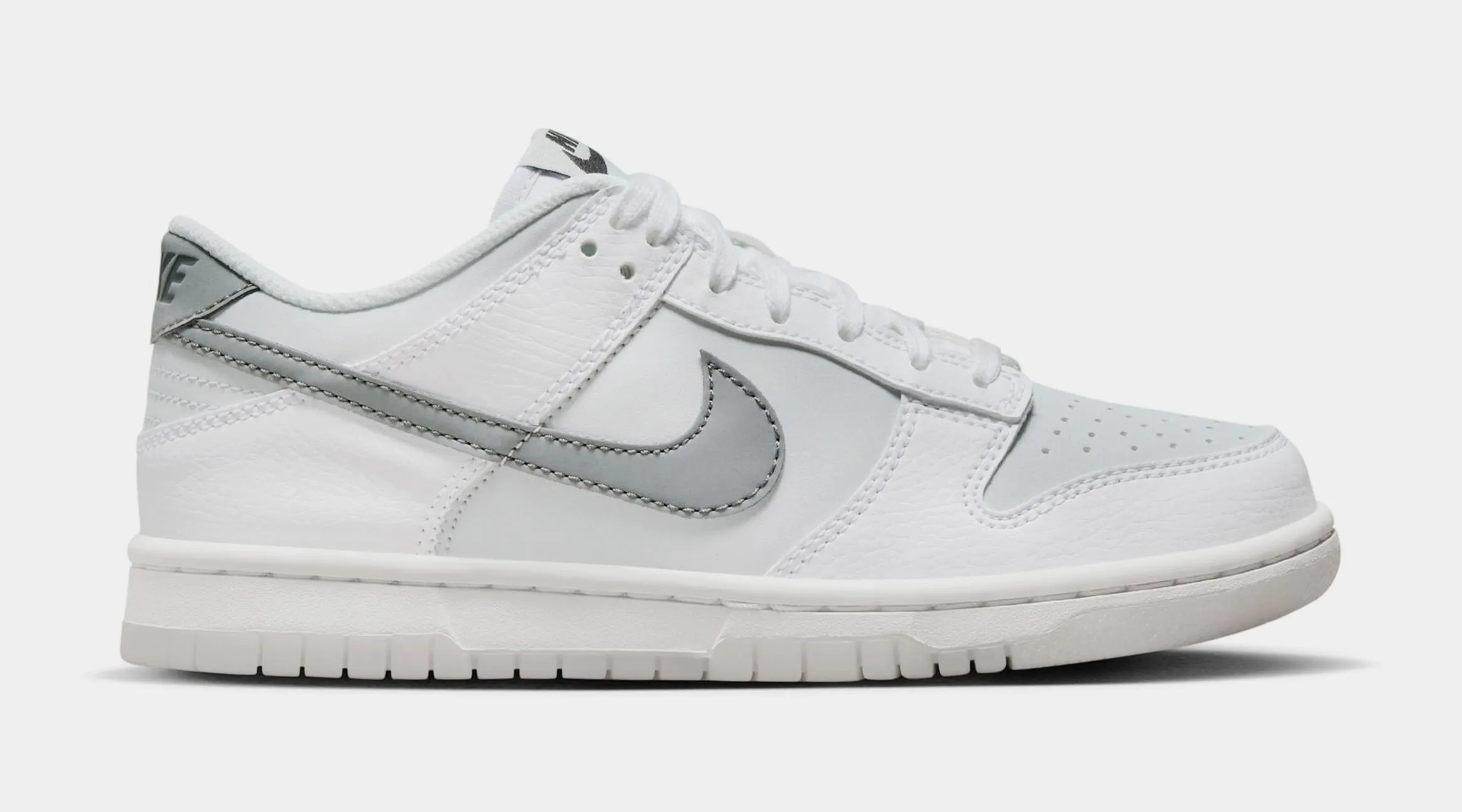 Dunk Low Reflective Swoosh Grade School Lifestyle Shoes (White/Smoke Grey)