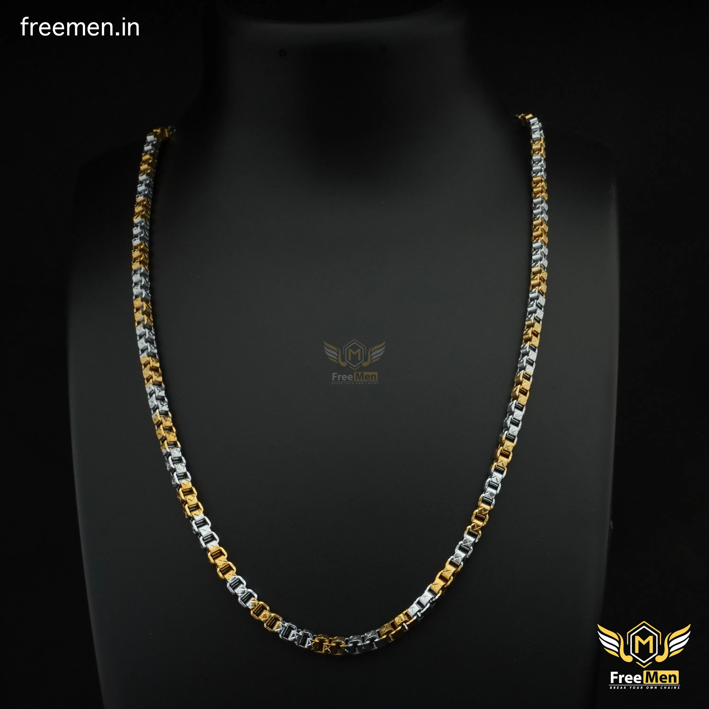 Freemen Fashionable CUBE Gold and Rhodium Chain Designs - FM393