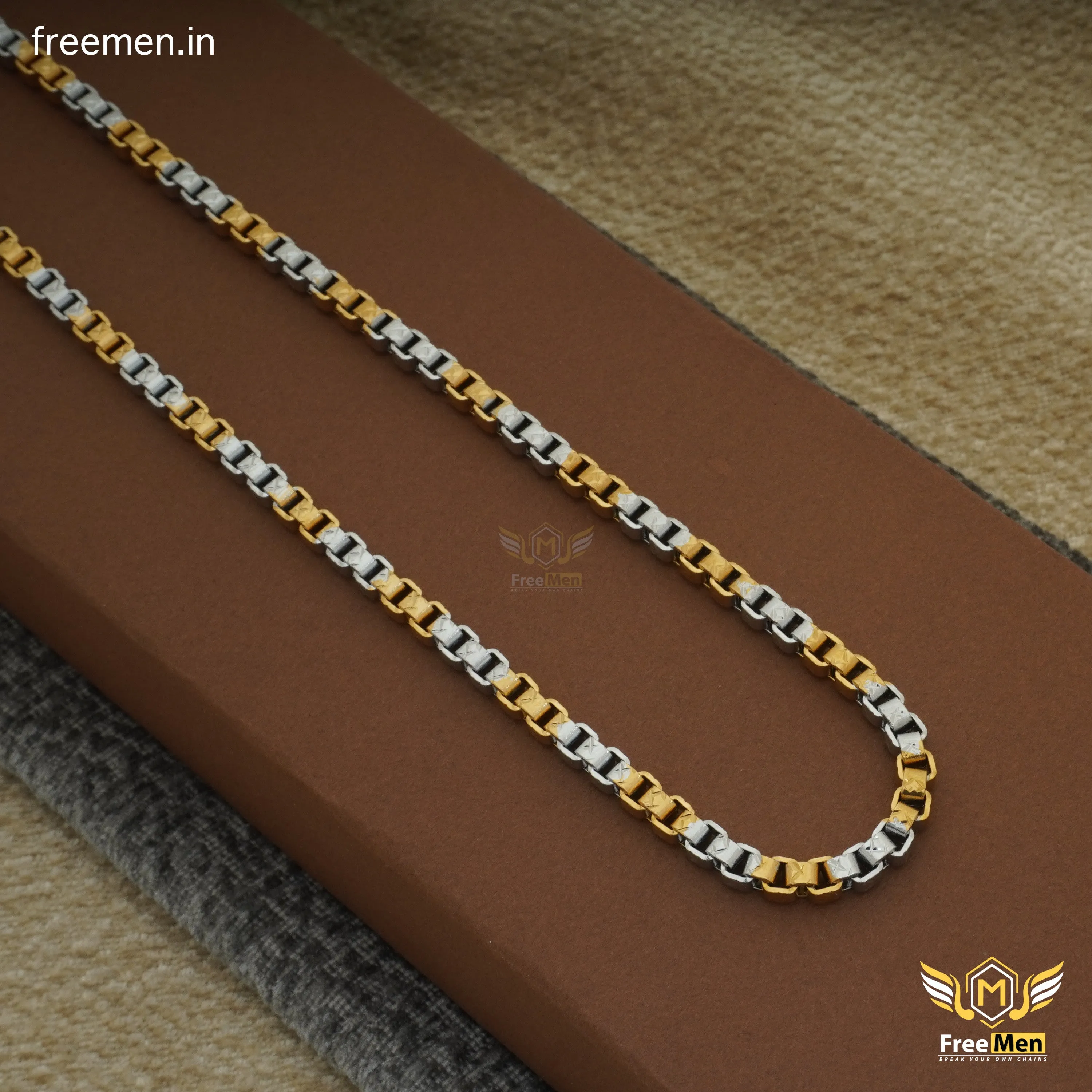 Freemen Fashionable CUBE Gold and Rhodium Chain Designs - FM393