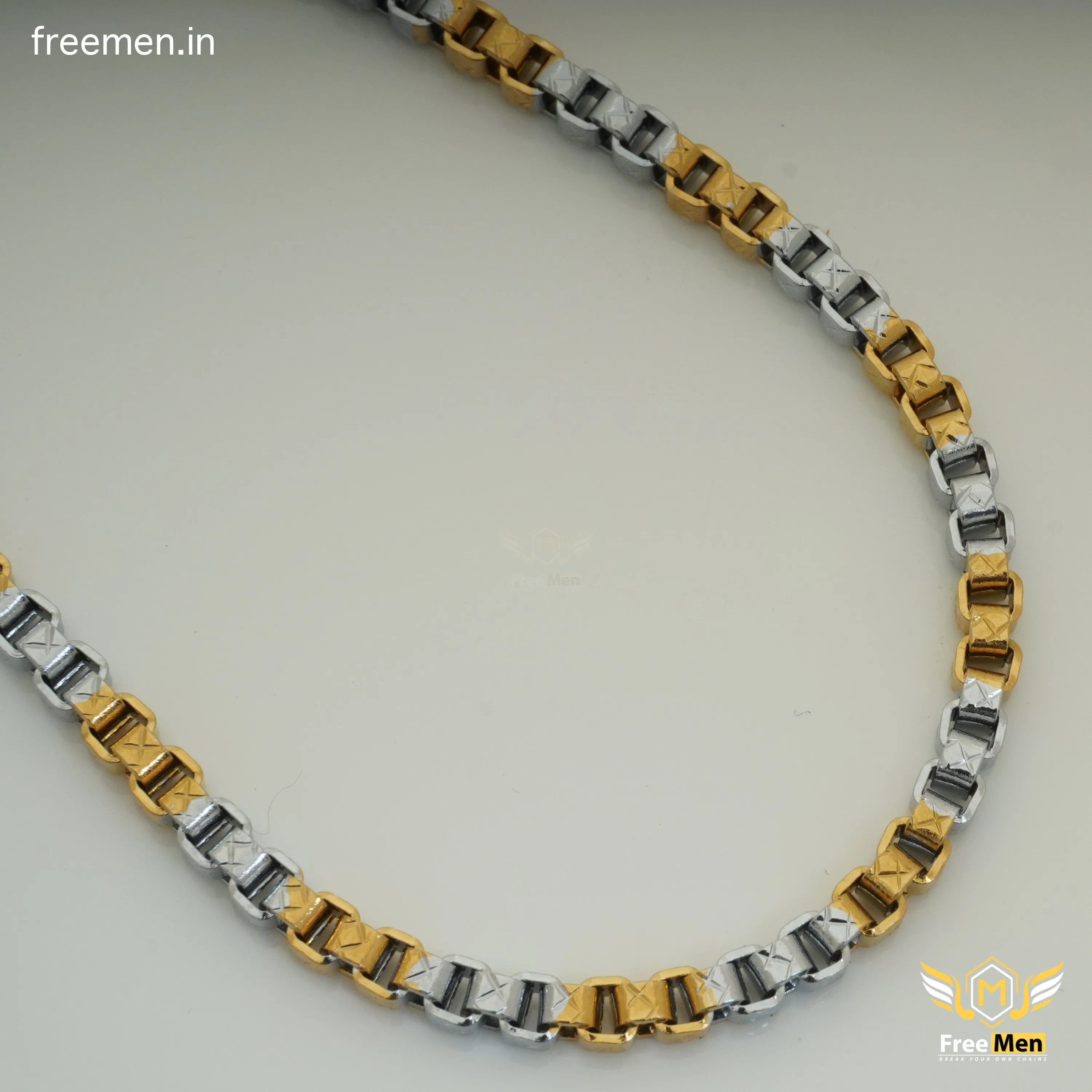 Freemen Fashionable CUBE Gold and Rhodium Chain Designs - FM393