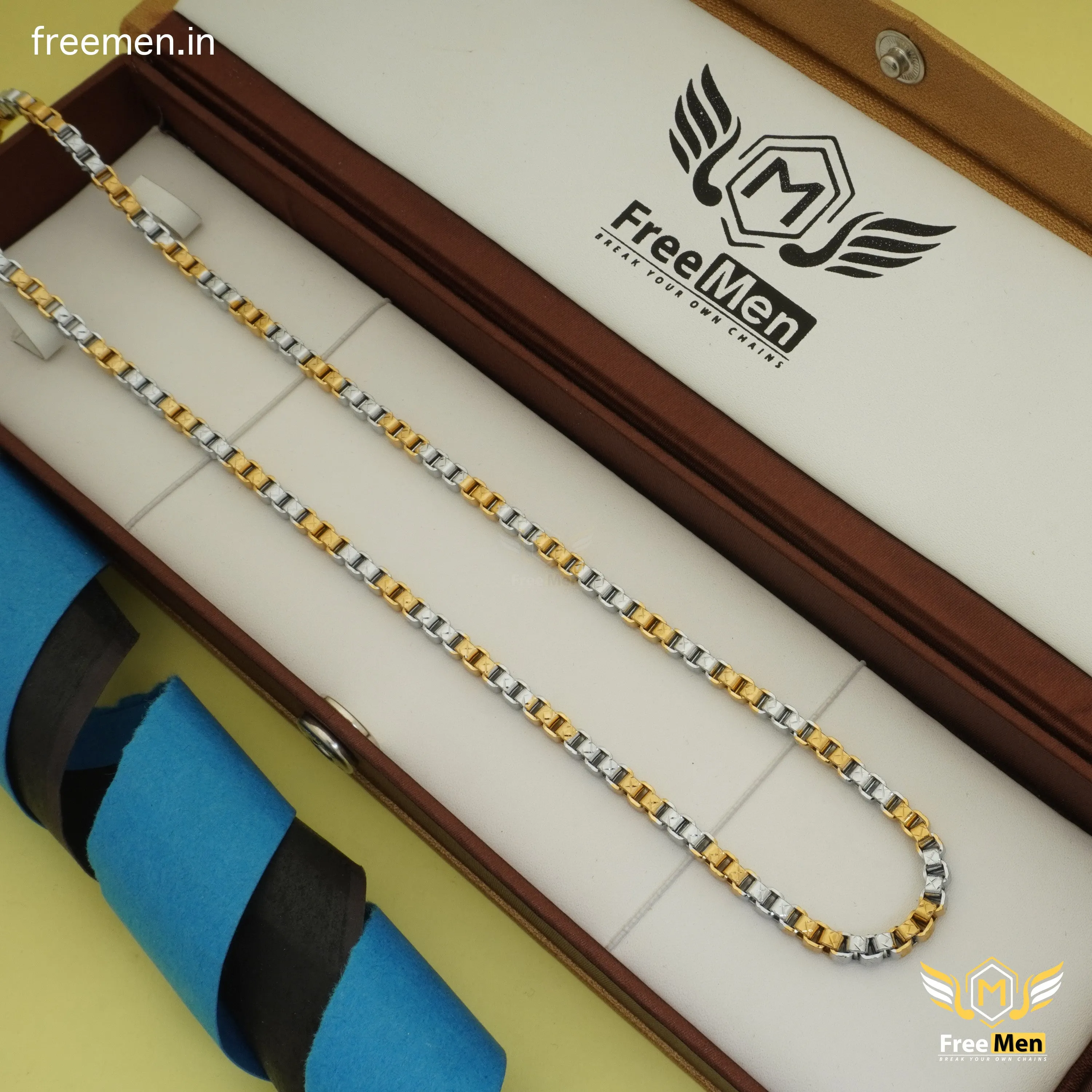 Freemen Fashionable CUBE Gold and Rhodium Chain Designs - FM393