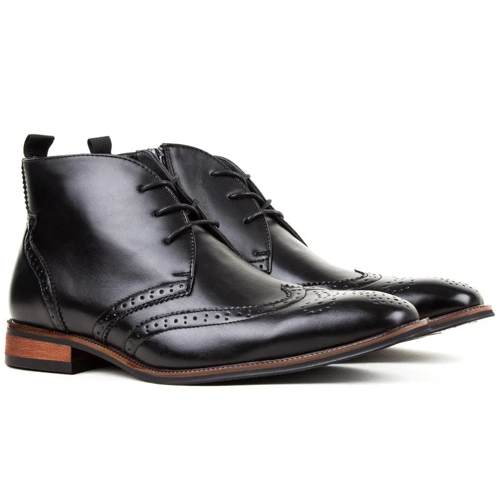 Gino Vitale Men's Wing Tip Brogue Boots