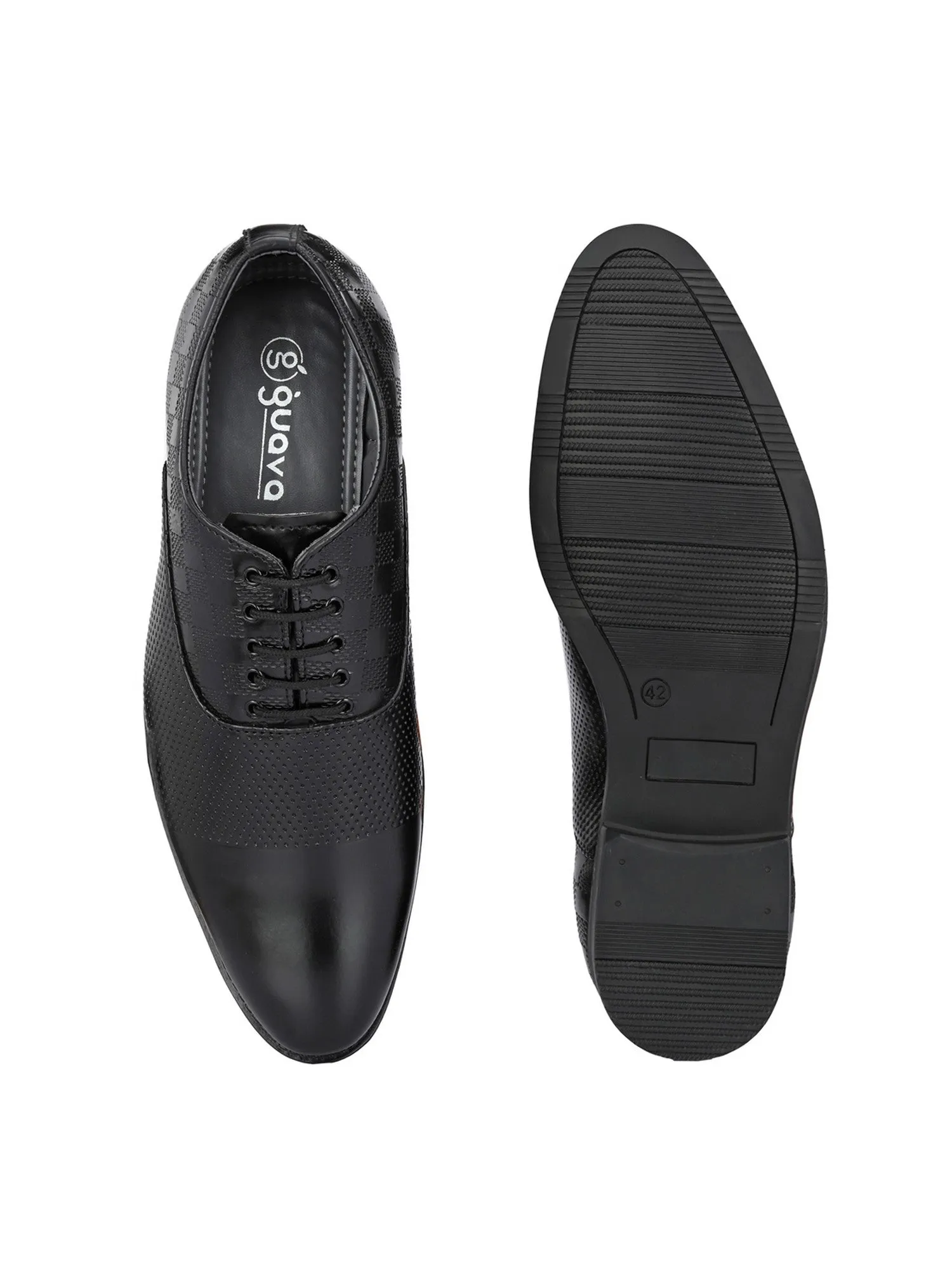 Guava Men's Black Derby Lace Up Semi Formal Shoes (GV15JA809)