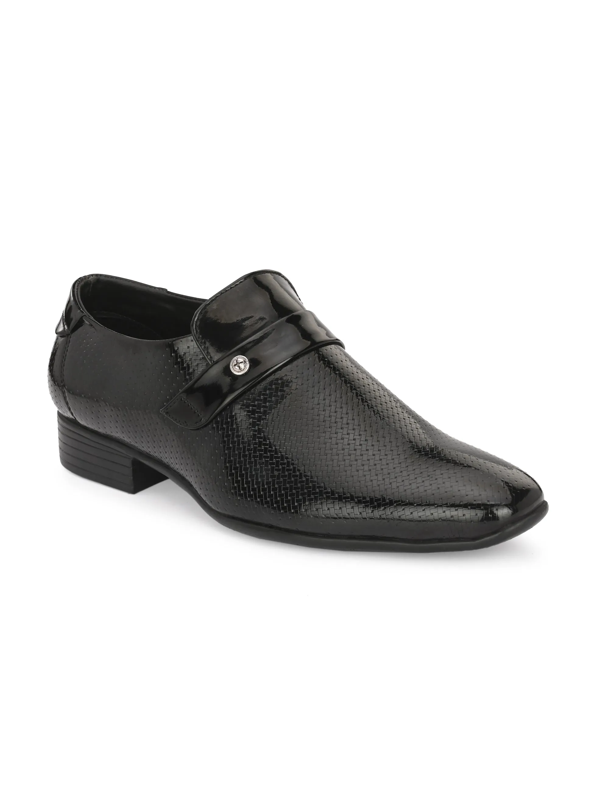 Guava Men's Black Textured Slip On Formal Shoes (GV15JA841)