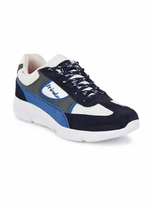 Hirolas® Men's Blue Multisports Leather Running/Walking/Gym Lace Up Sport Shoes (HRL2002BUW)