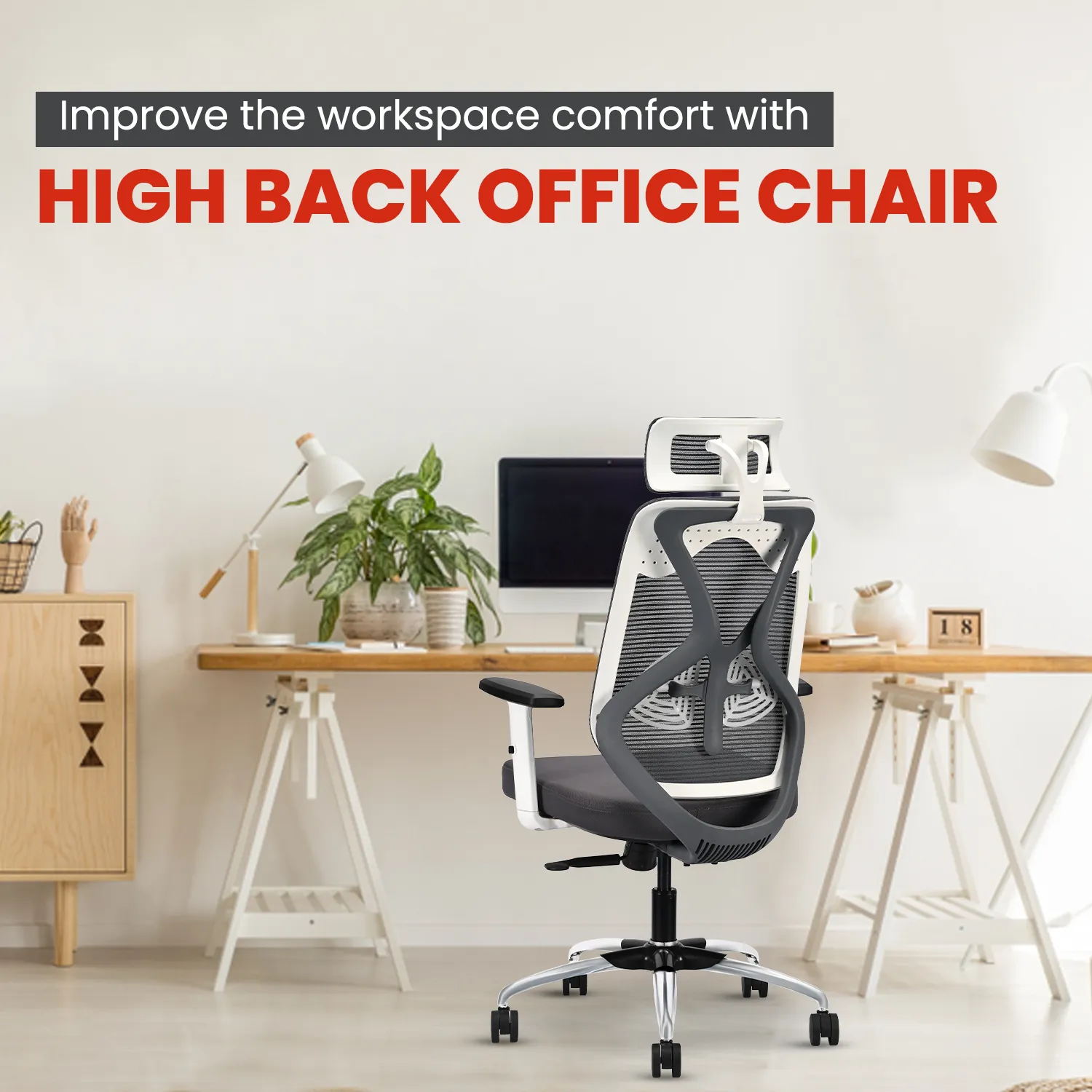 IAFA - White/Grey Ergolux High Back Ergonomic Office Chair