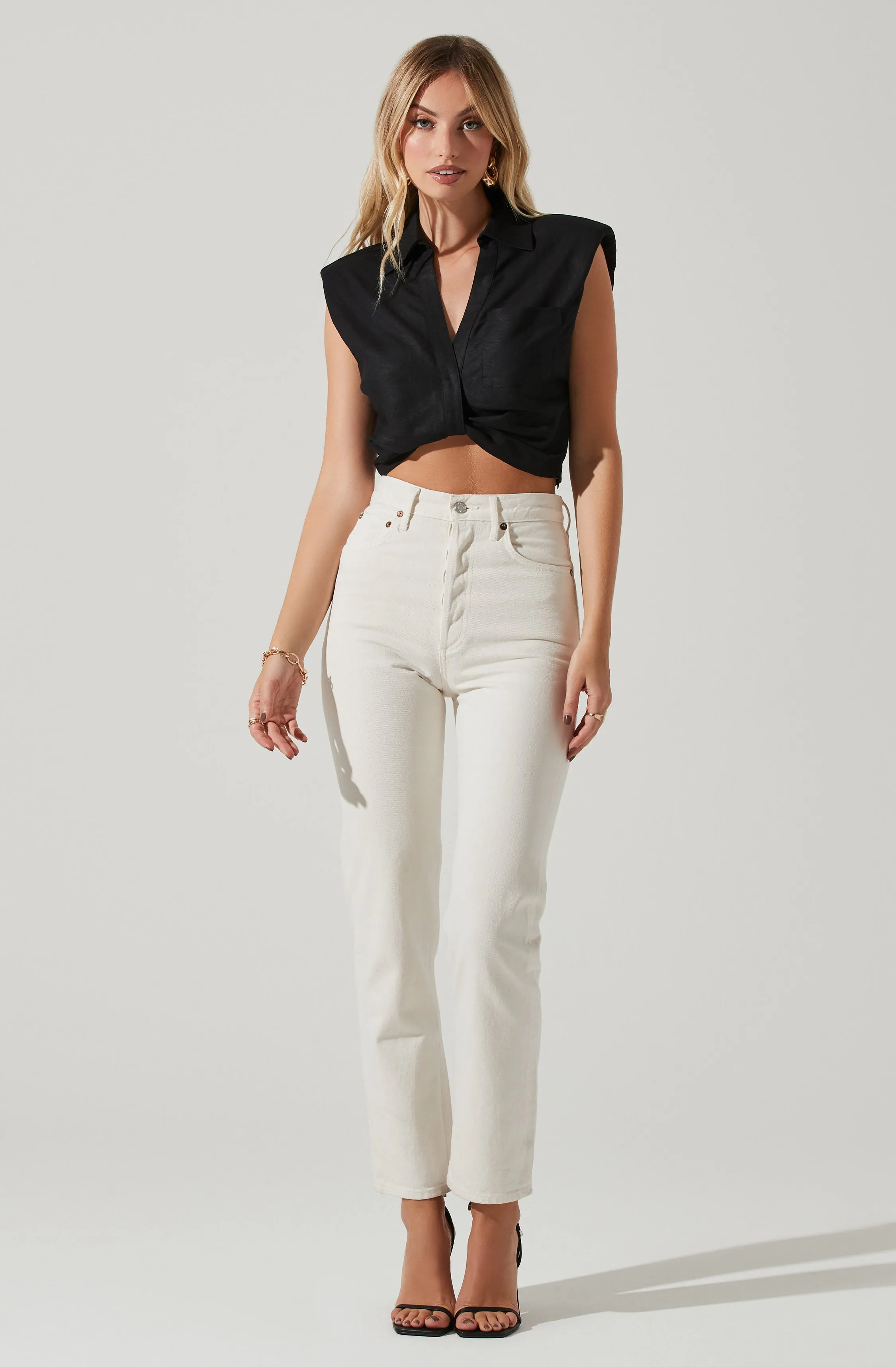 Kathlynn Front Twist Collared Top