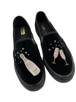 Keds Size 9 Black Velvet Double Decker Cheers Sneakers