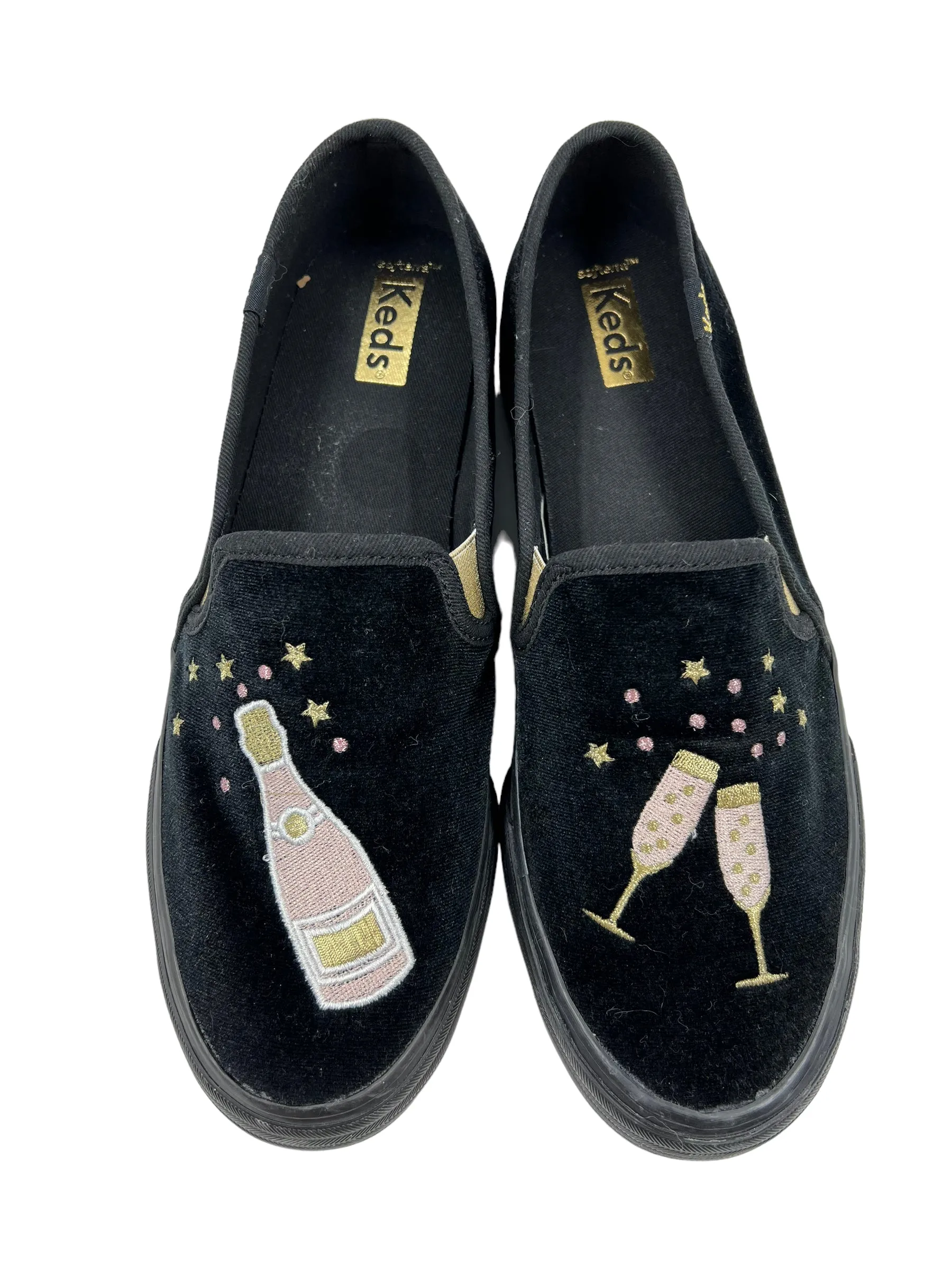 Keds Size 9 Black Velvet Double Decker Cheers Sneakers