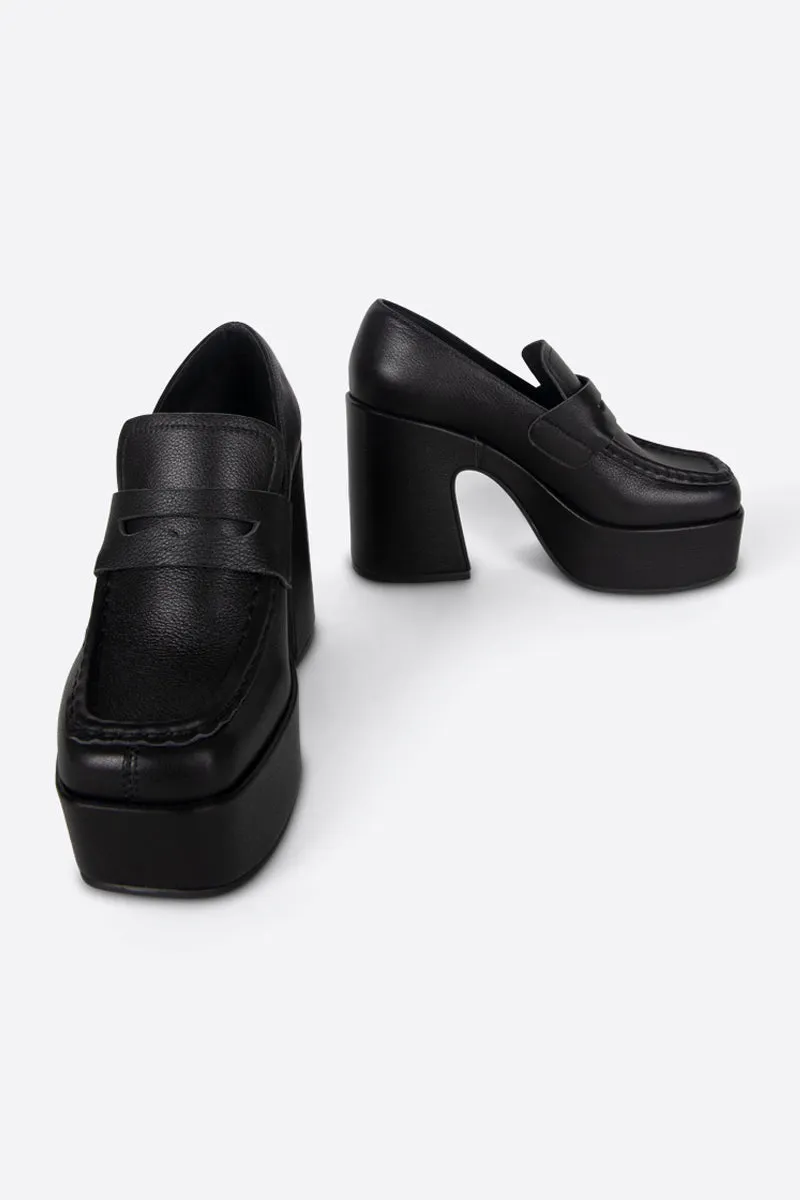 LINDO LEATHER LOAFER PLATFORM HEEL