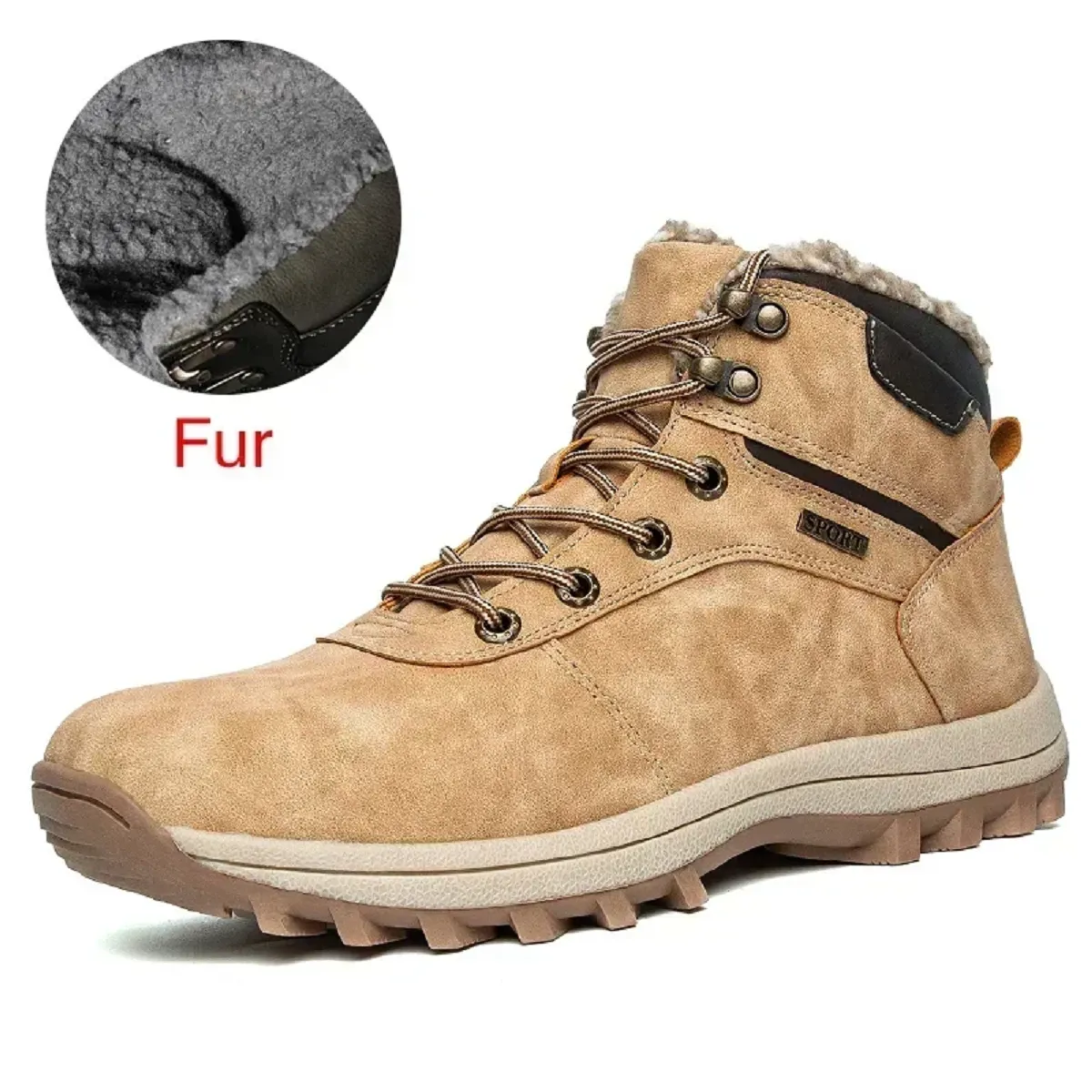 Men's Genuine Leather Fur Plus Winter Warm Snow Boot