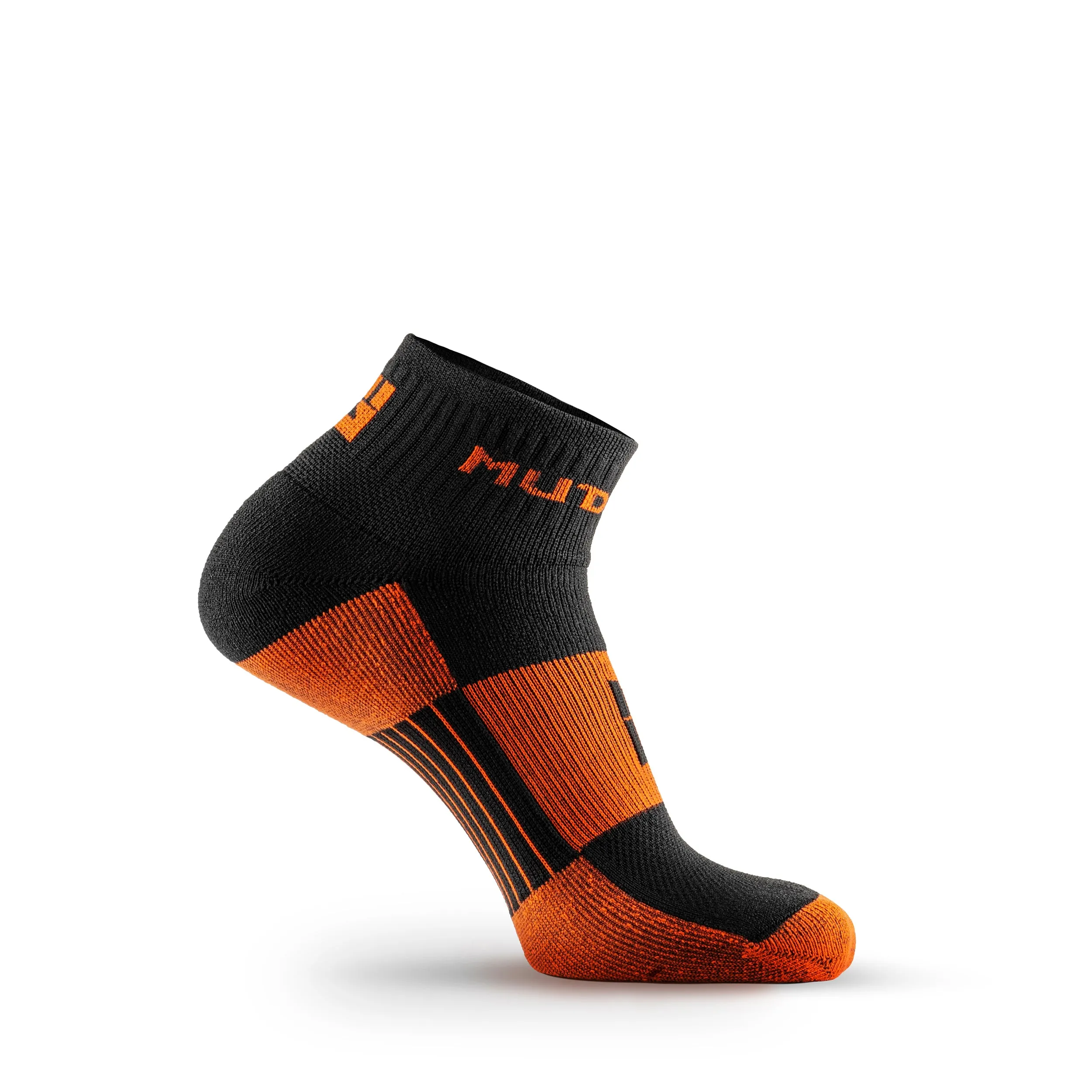 MudGear Quarter (¼) Crew Socks - Black/Orange (2 pair pack)