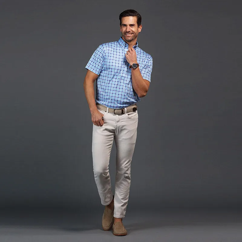 Oxford Button Down Collar Polo Light Blue Interwoven Gingham