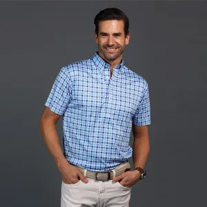 Oxford Button Down Collar Polo Light Blue Interwoven Gingham