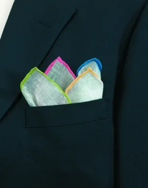 Pastel Multi Color Linen Border Pocket Square - 174