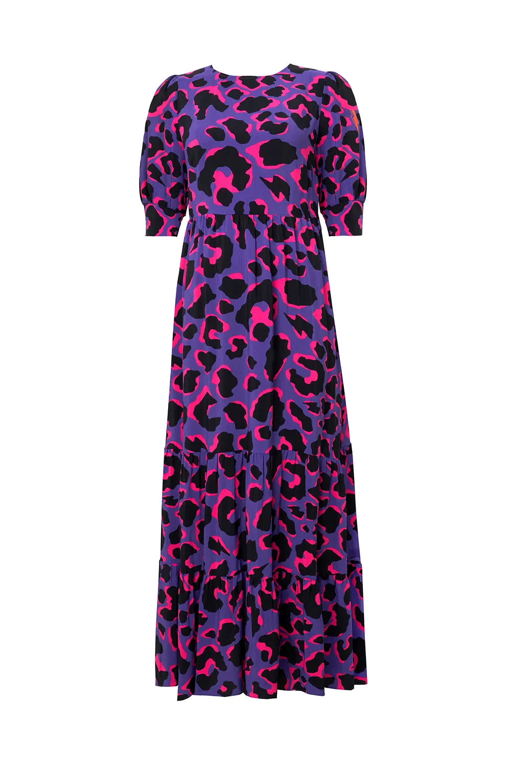 Purple with Pink and Black Snow Leopard Maxi Dress