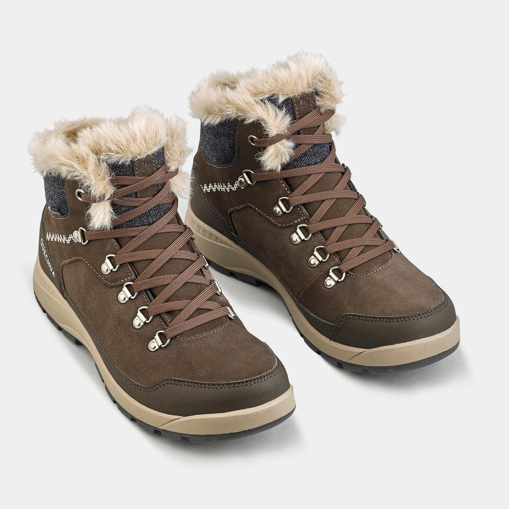 Quechua Women's leather warm waterproof snow boots - SH900 Mid