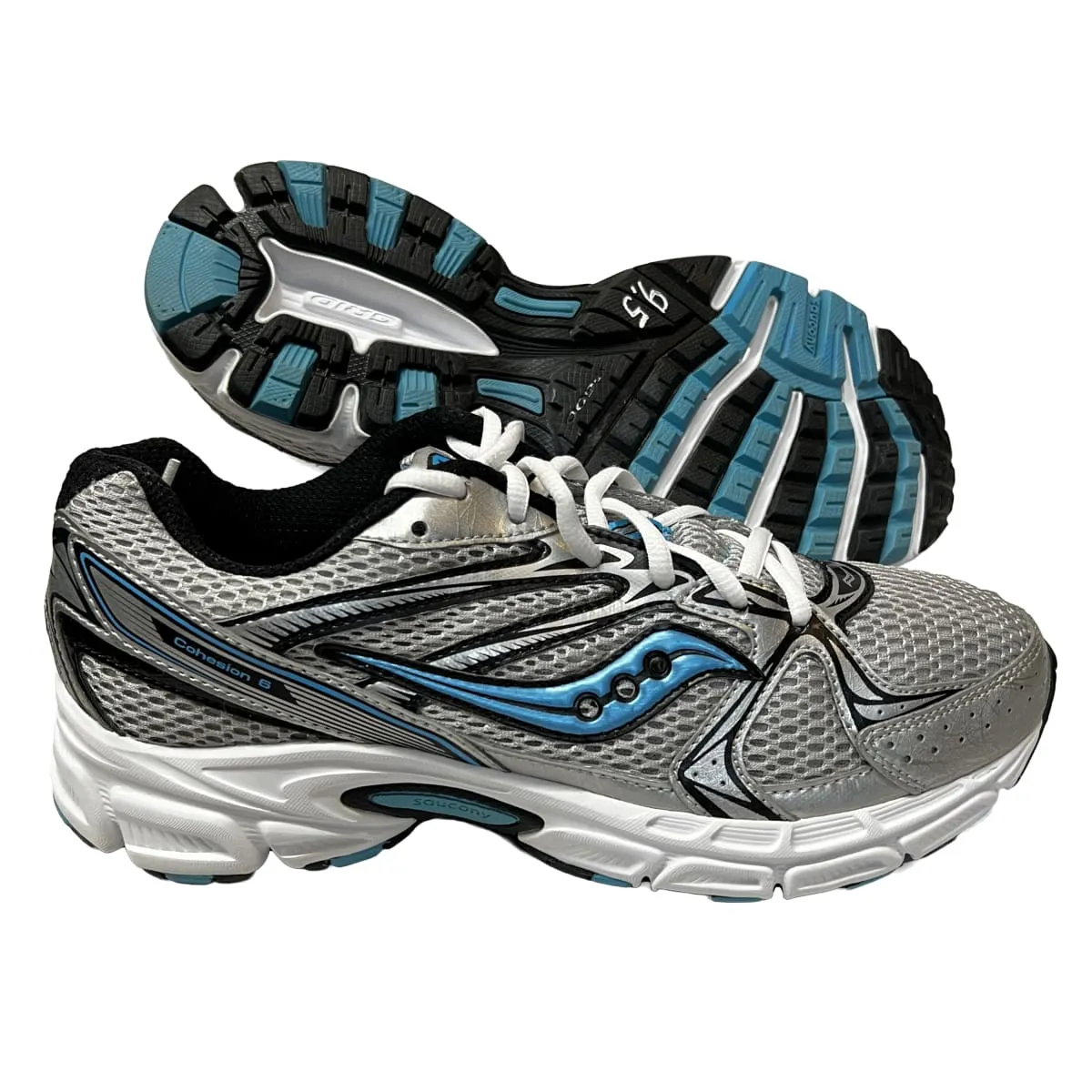 SAUCONY Women's Grid Cohesion 6 -Silver/ Lt. Blue- Running Shoe -Preowned