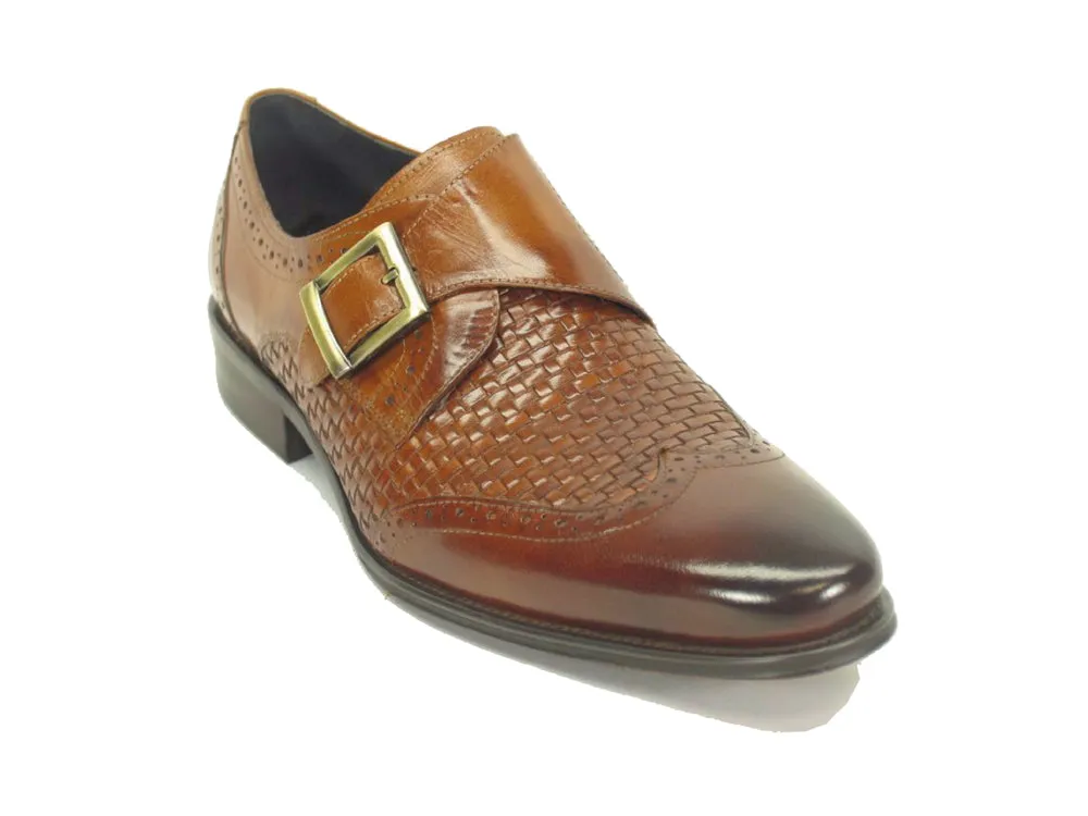 Single Monk Strap Leather Braided Shoe