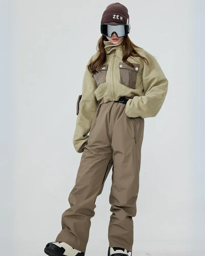 Ski Wear Short Pilot Jacket&Bibs Unisex Snow Suit (Sold Separately)